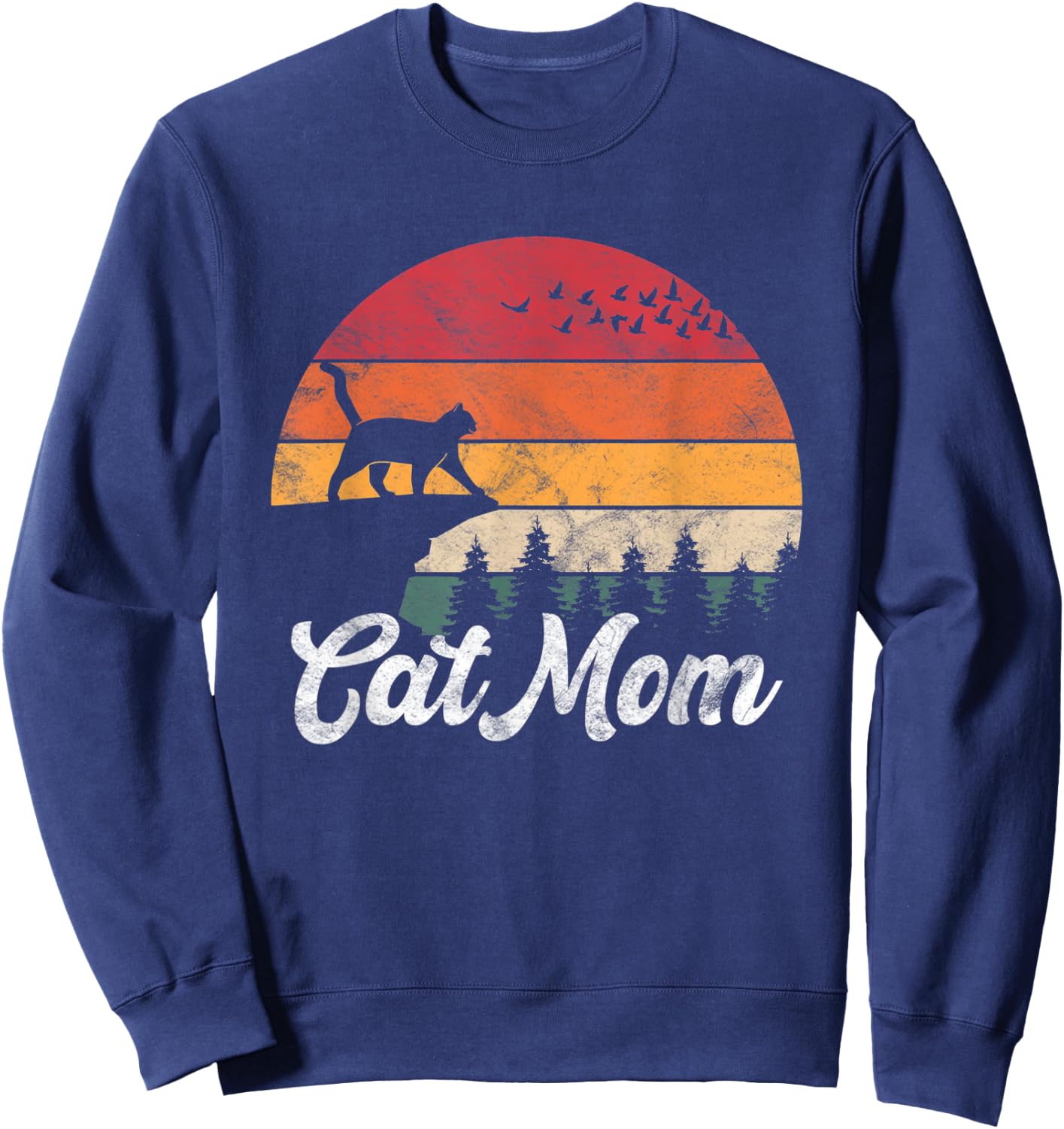 Cat Mom Retro Cat Lover Mom Sweatshirt - Sweatshirt | Navy