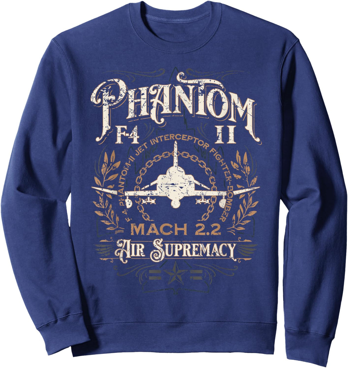 Vintage Style F-4 Phantom II Military Fighter Jet Aircraft Sweatshirt - Sweatshirt | Navy