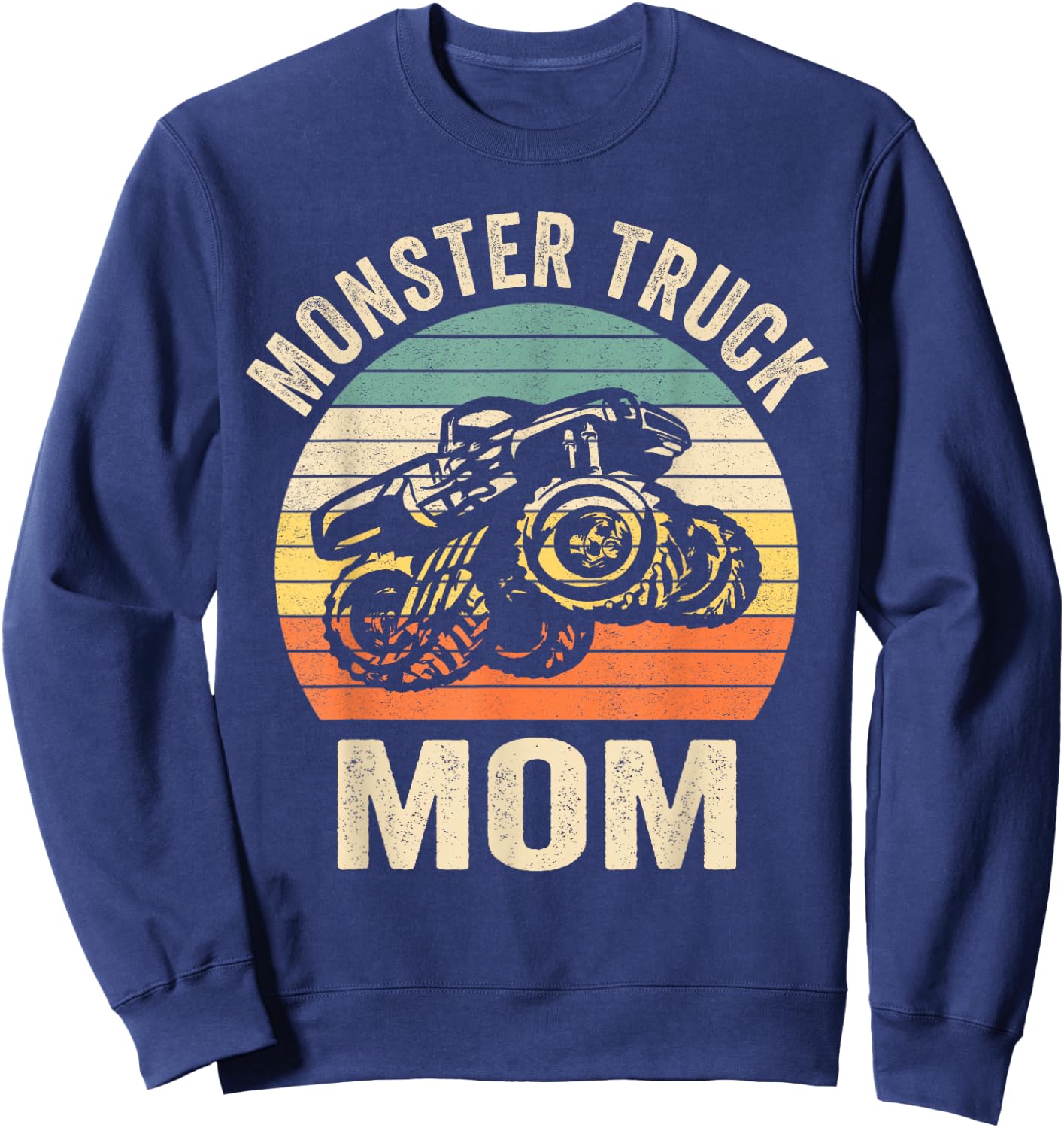 Monster Truck Mom Retro Vintage Monster Truck Sweatshirt - Sweatshirt | Navy