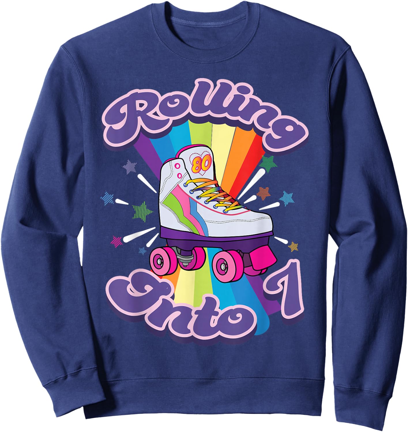 Roller Skating 7 Years Old 7th Birthday Girl Skate 80's Gift Sweatshirt - Sweatshirt | Navy