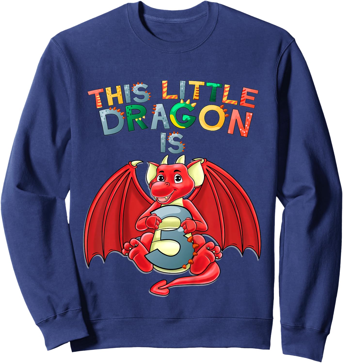 Kids This Little Dragon Is 3 Dragon 3rd Birthday 3 Year Old Boy Sweatshirt - Sweatshirt | Navy