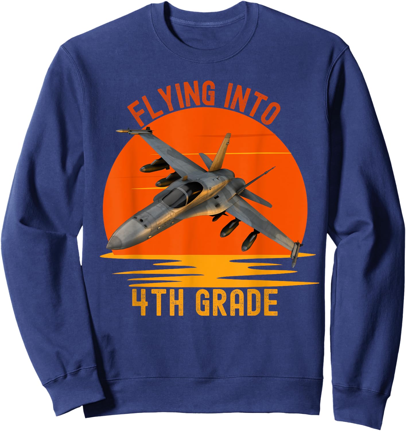 Flying Into 4th Grade Boys Back To School Jet Graphic Sweatshirt - Sweatshirt | Navy
