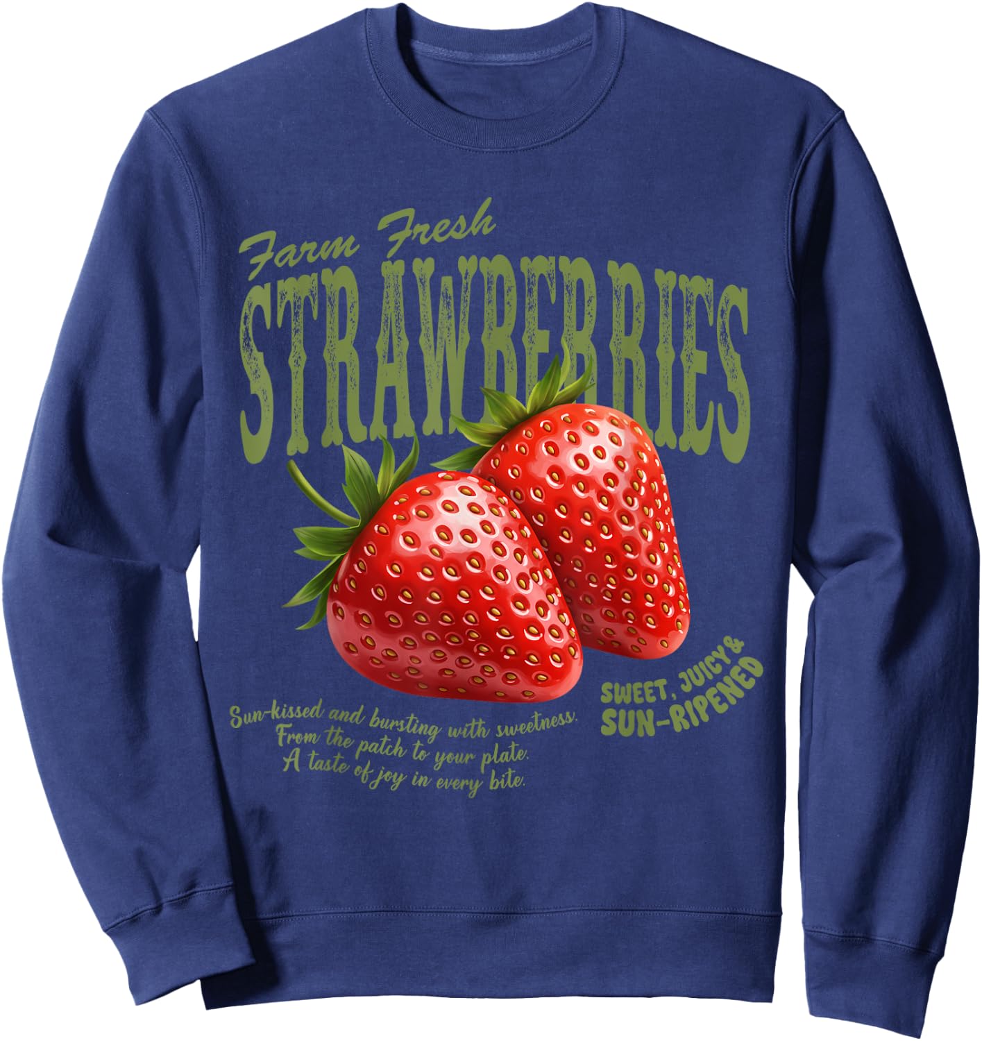 Farm Fresh Strawberries Retro Farmer Market Summer Lover Sweatshirt - Sweatshirt | Navy