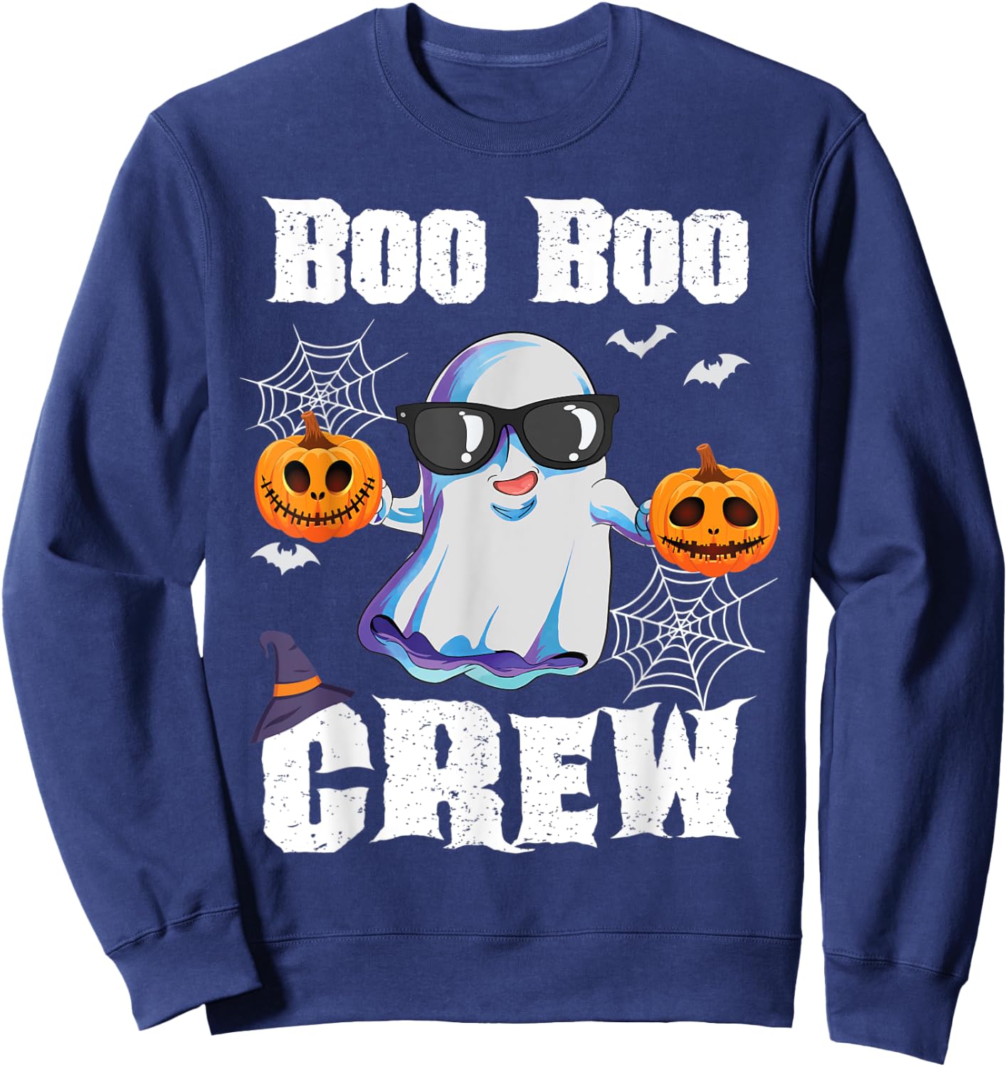 Boo Boo Crew Ghost Nurse Retro Halloween Custome Nursing RN Sweatshirt - Sweatshirt | Navy