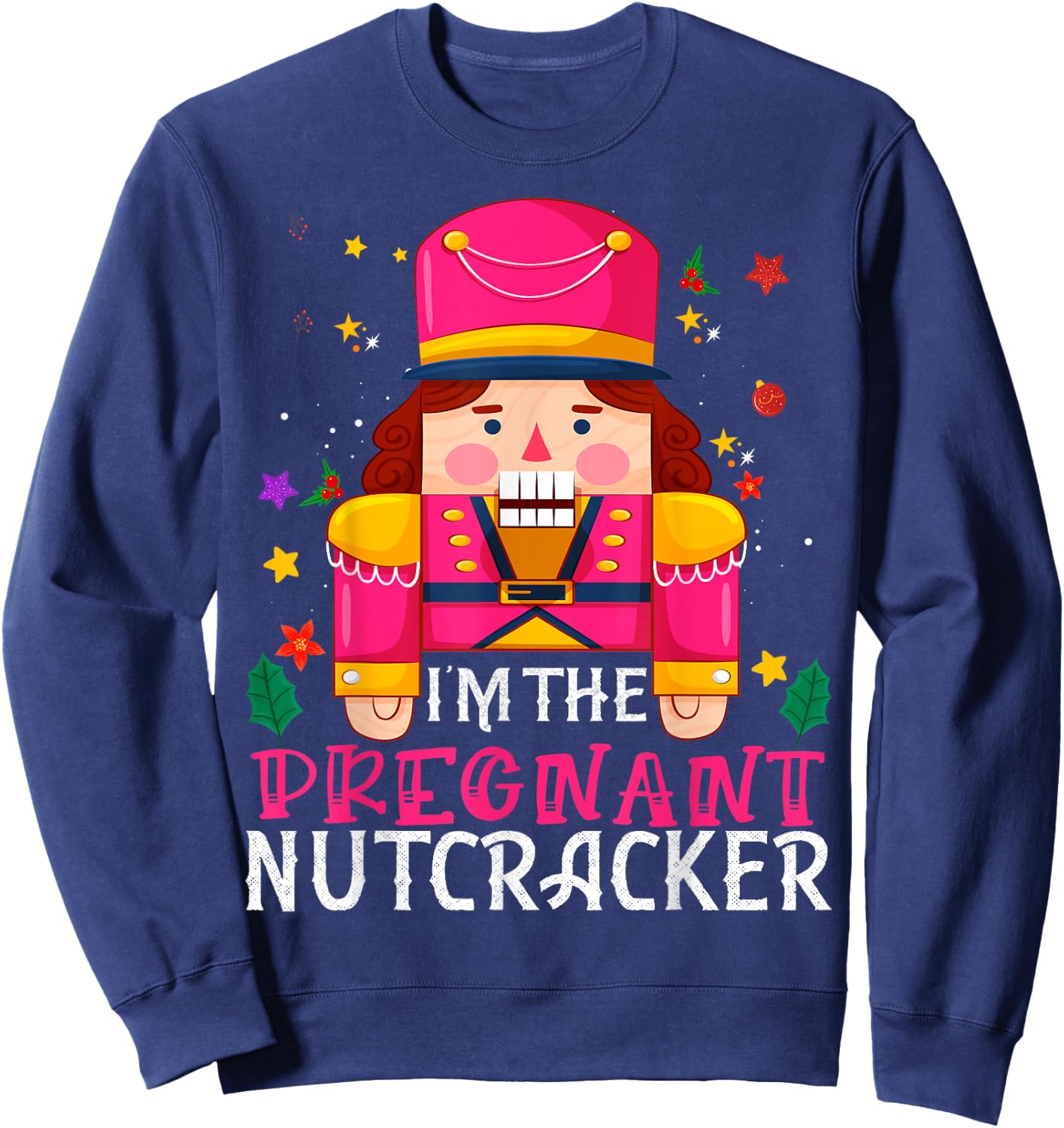 Pregnant Nutcracker Matching Family Group Christmas Party Pj Sweatshirt - Sweatshirt | Navy