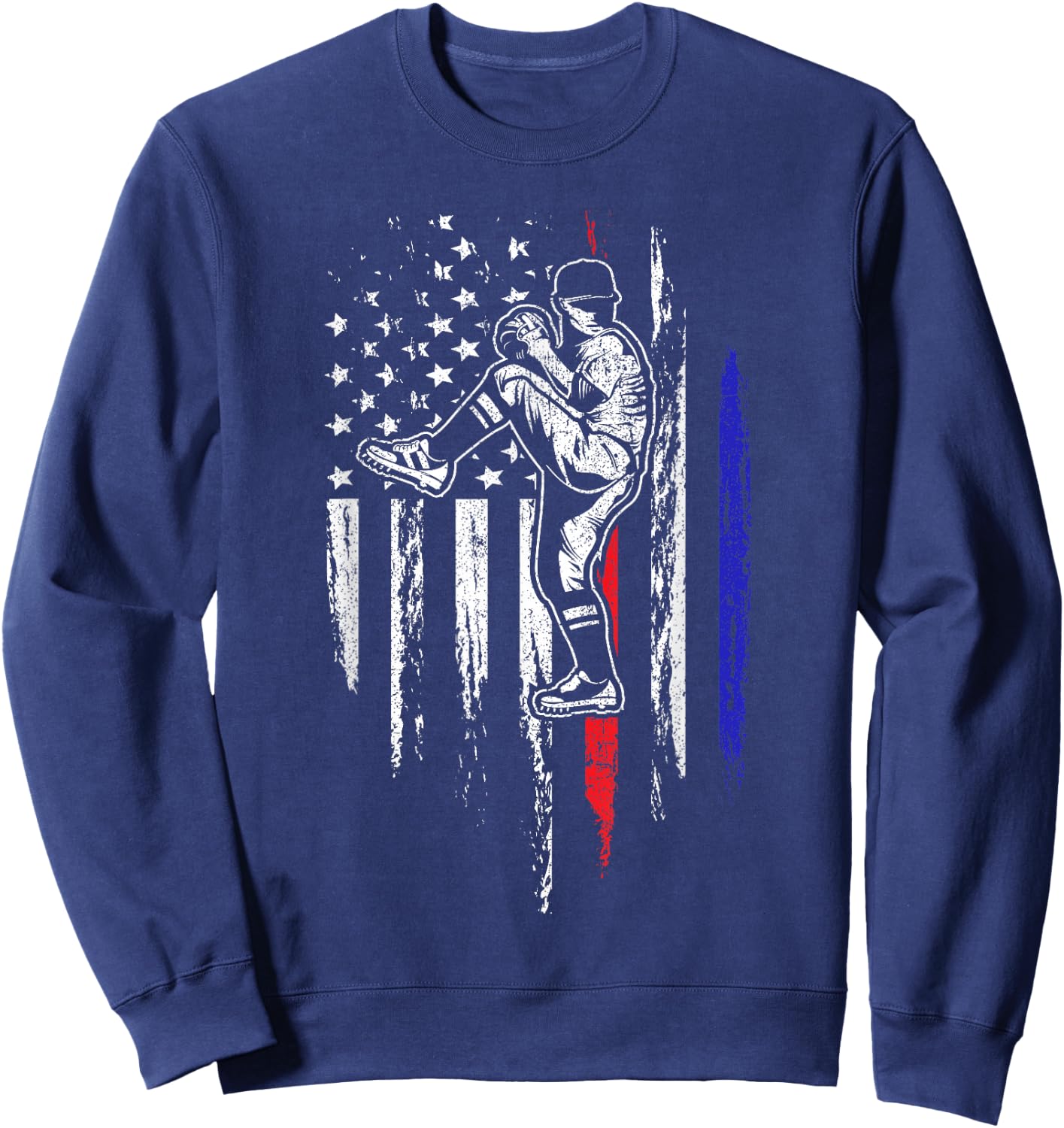 Baseball American Flag Pitcher USA Pitching 4th of July Gift Sweatshirt - Sweatshirt | Navy