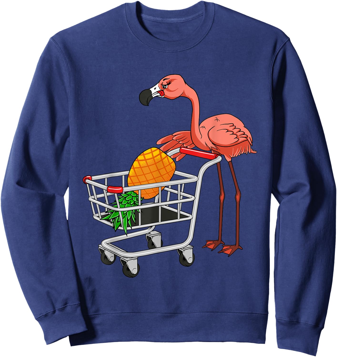 Swinging Flamingo With Shopping Cart And Swinger Pineapple Sweatshirt - Sweatshirt | Navy