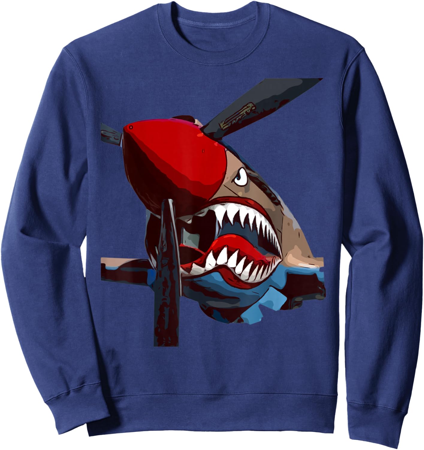 P-40 Warhawk Fighter Aircraft WW2 Airplane Military Sweatshirt - Sweatshirt | Navy