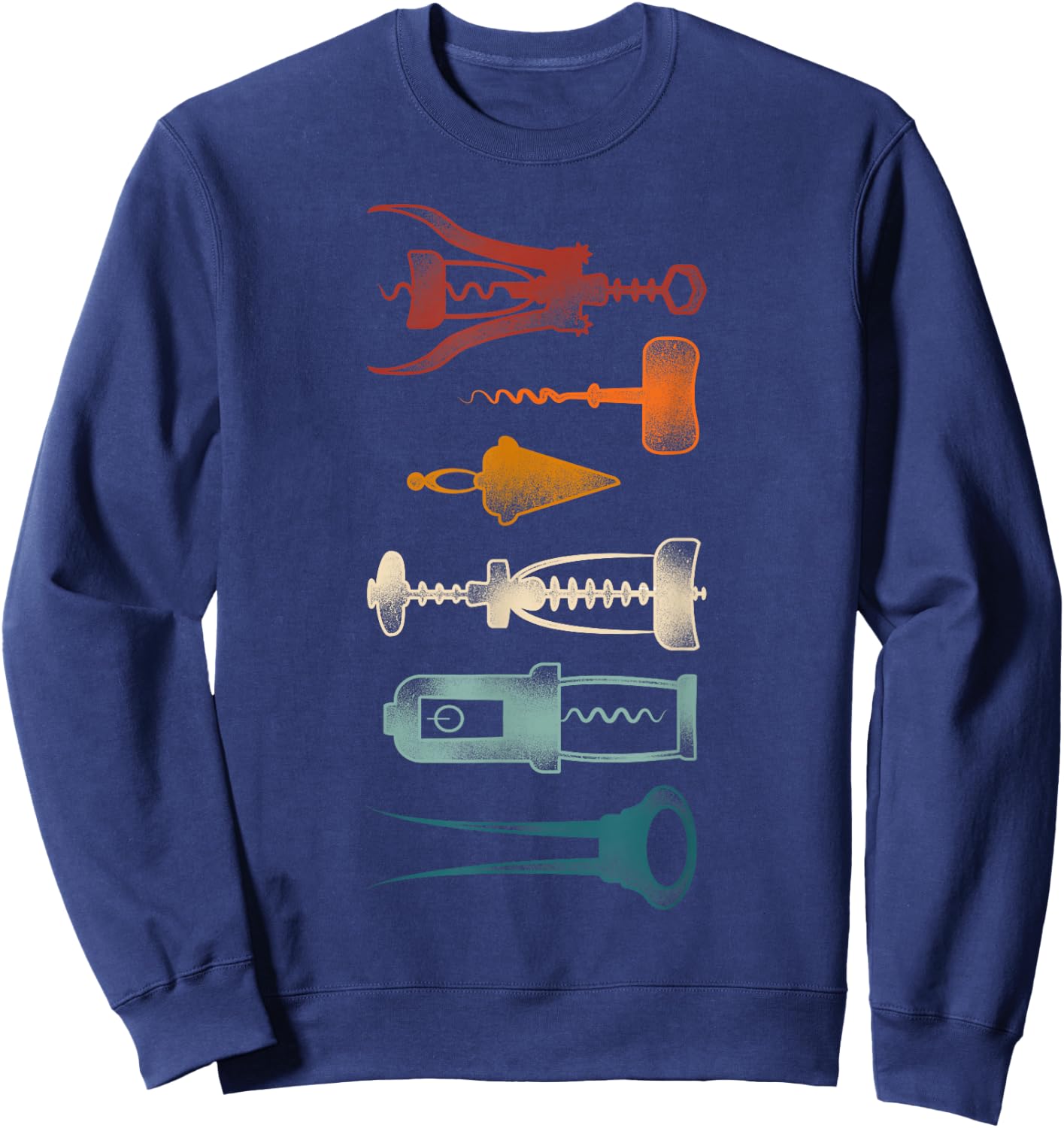 Sommelier Wine Drinking Tasting Retro Corkscrew Wine Opener Sweatshirt - Sweatshirt | Navy