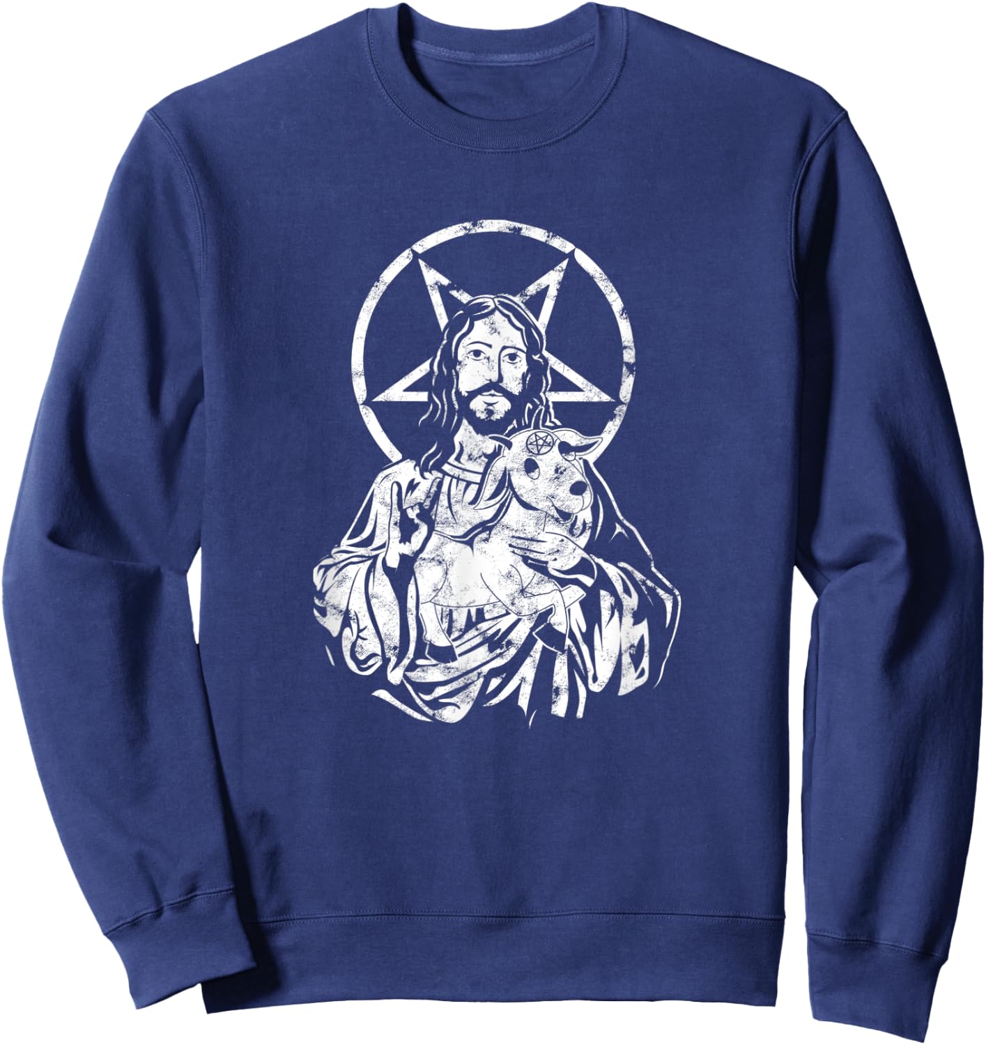 Blackcraft Jesus Satan Baphomet Goat Atheist - Anti Religion Sweatshirt - Sweatshirt | Navy