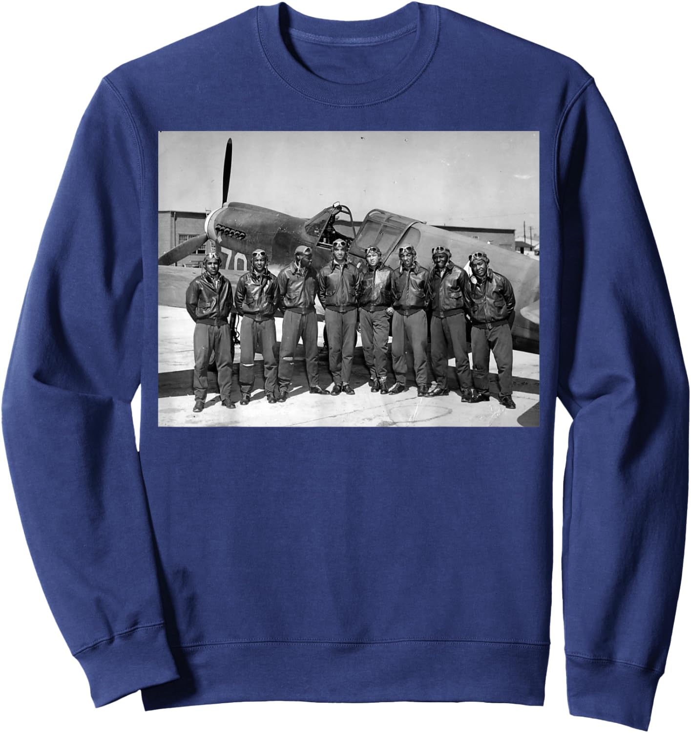 Retro Black Airmen Black History World War 2 Tuskegee Pilots Sweatshirt - Sweatshirt | Navy
