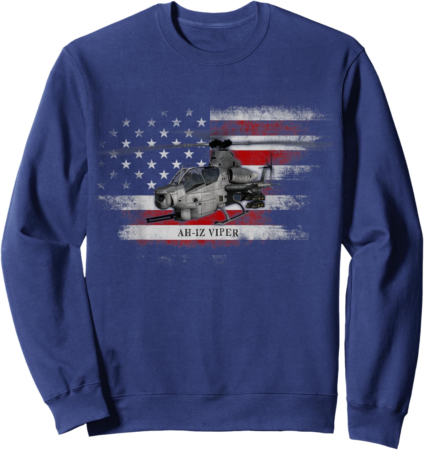 AH-1Z Viper Helicopter USA Flag Helicopter Pilot Gifts Sweatshirt - Sweatshirt | Navy