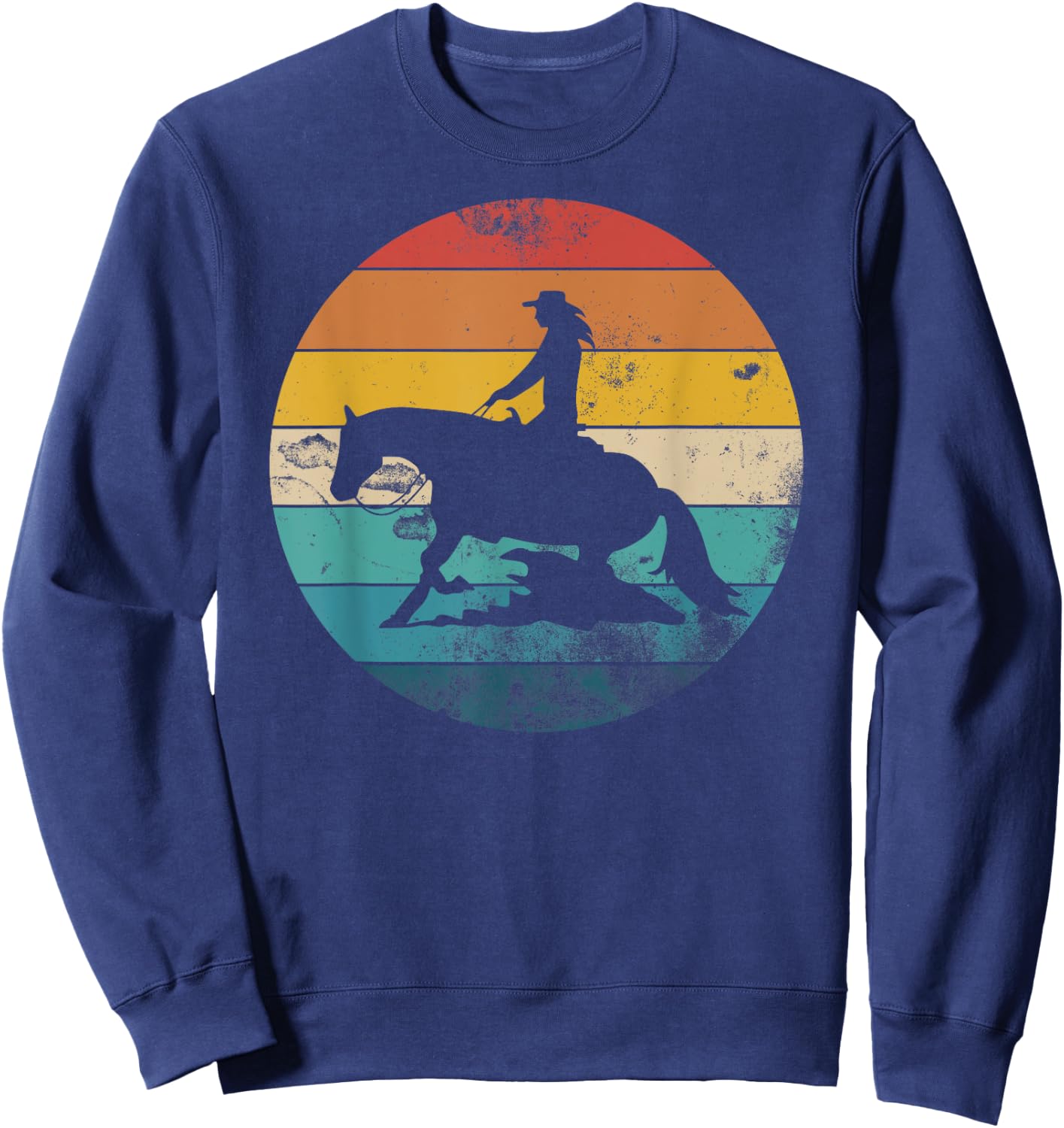 Western Rider Reining Quarter Horse Sliding Stop Sweatshirt - Sweatshirt | Navy