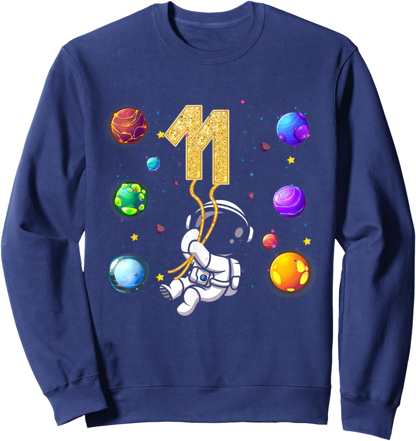 Outer 11 Years Old 11th Birthday Astronaut Space Boys Sweatshirt - Sweatshirt | Navy