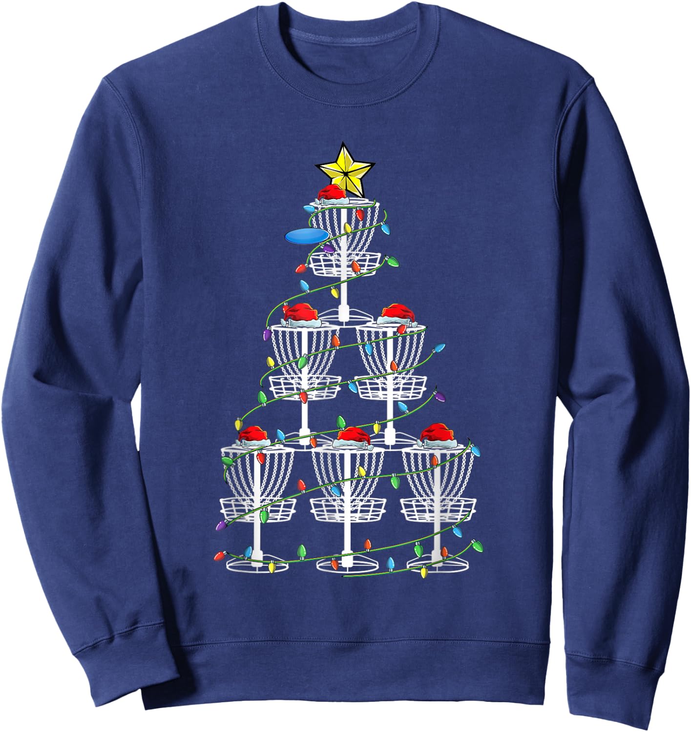 Xmas Stupid Tree Disc Golf Funny Frisbee Golf Player Basket Sweatshirt - Sweatshirt | Navy