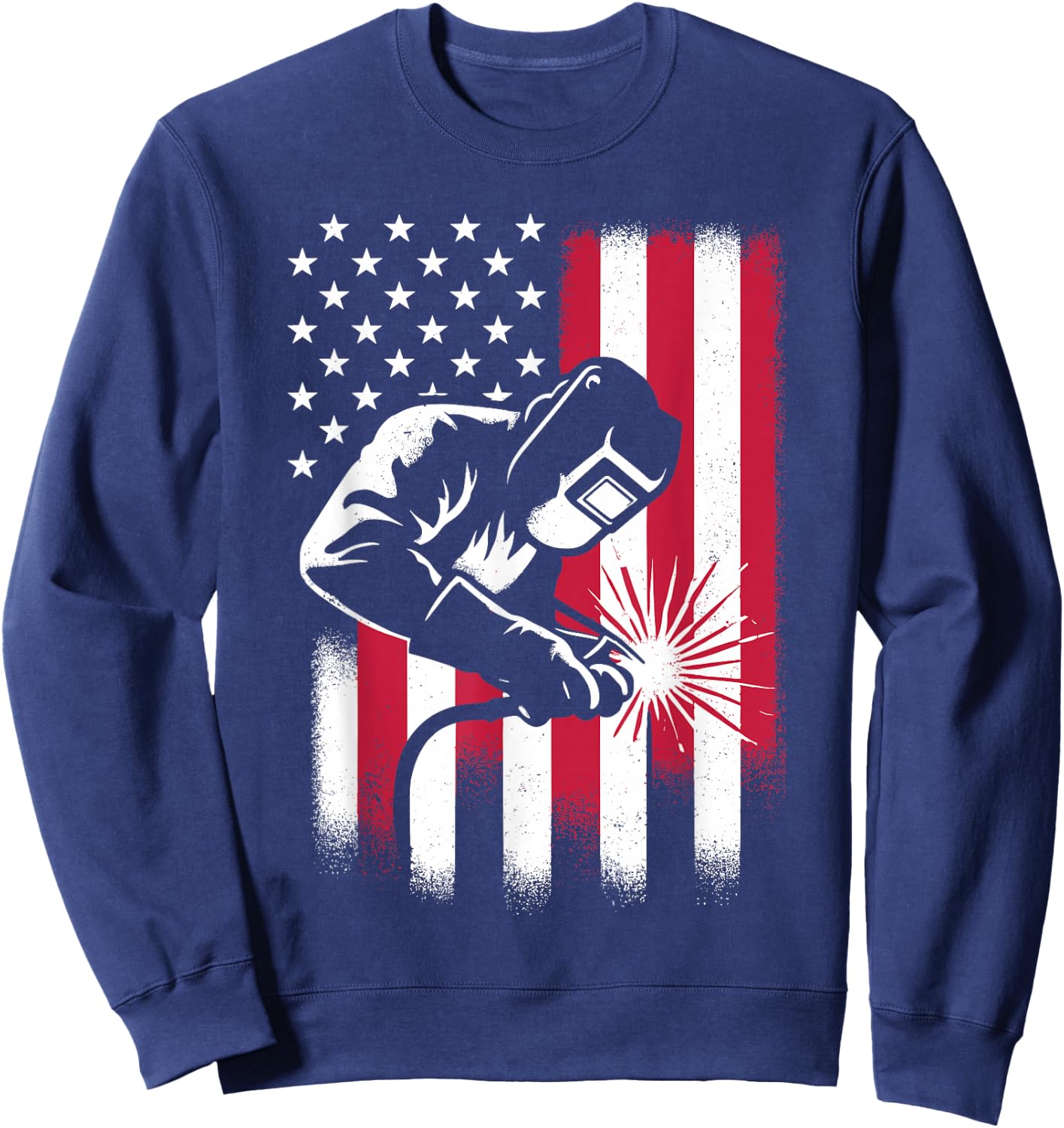 Welder USA American Flag Patriotic Welding Sweatshirt - Sweatshirt | Navy