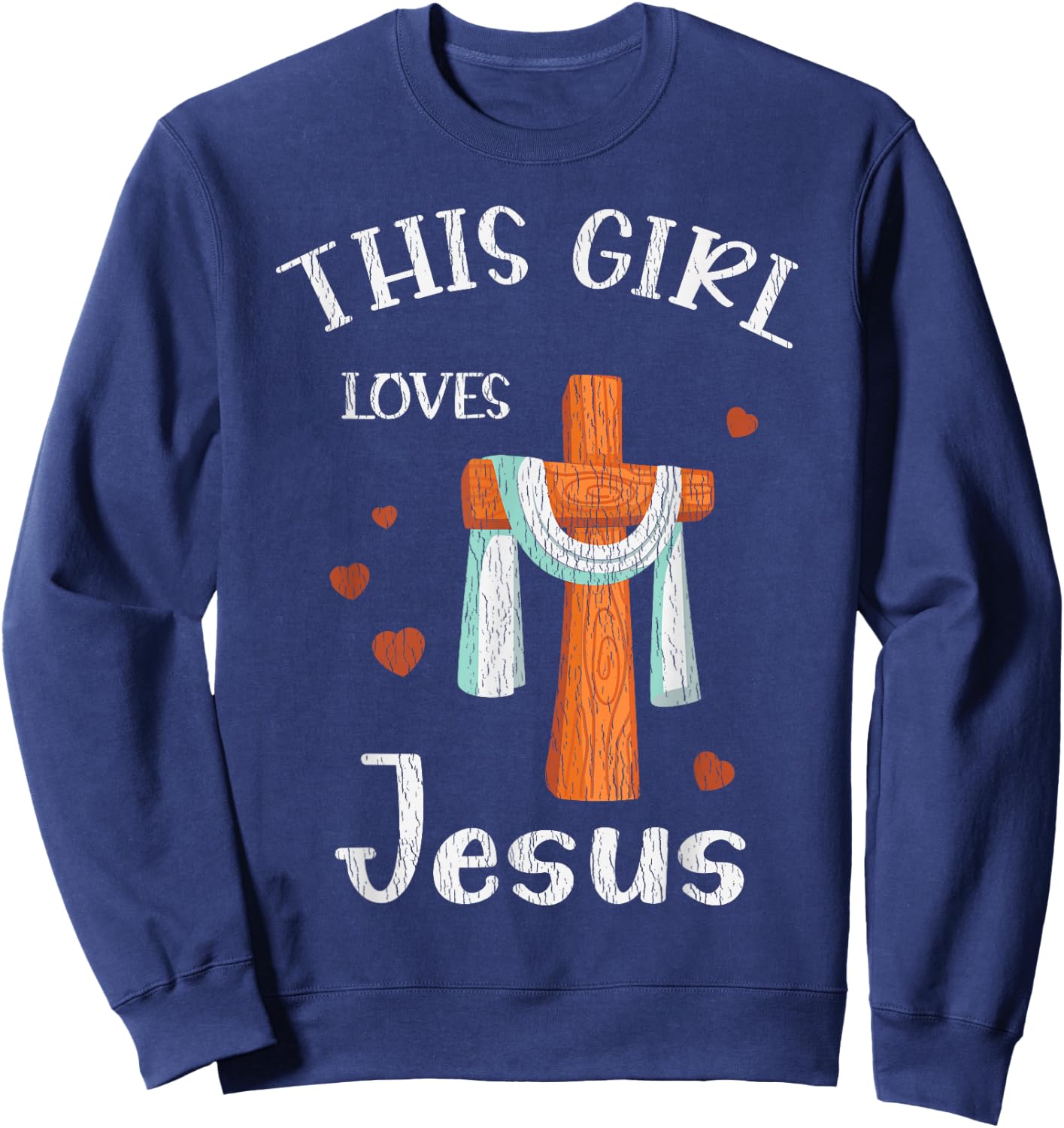 This Girl Love Jesus Teens Kids Women Christian Faith Pajama Sweatshirt - Sweatshirt | Navy