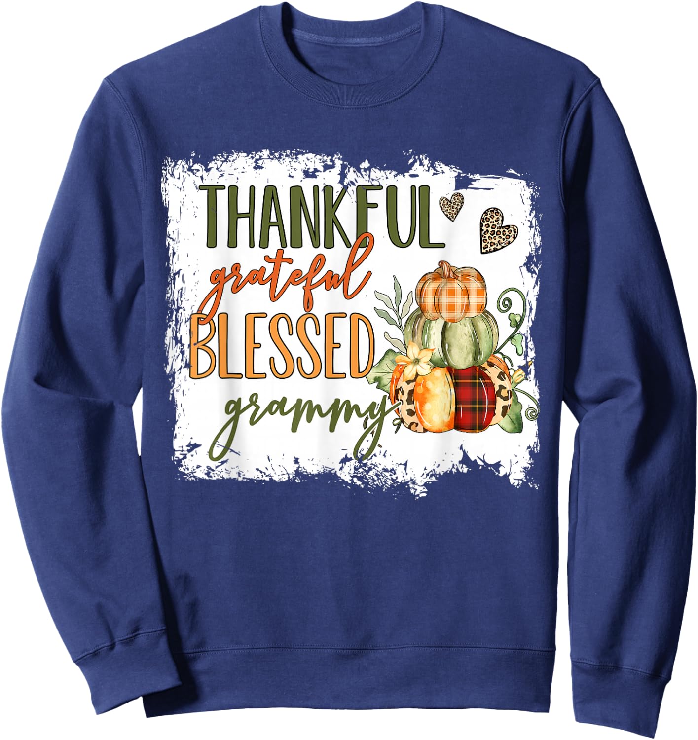 Thankful Grateful Blessed Grammy Pumpkin Thanksgiving Sweatshirt - Sweatshirt | Navy
