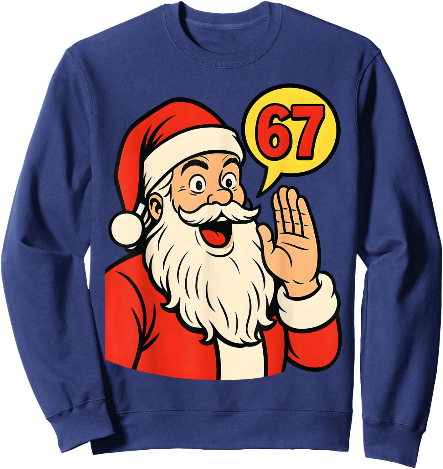 67 Christmas Retro Six Seven Meme Brainrot Santa Claus Boys Sweatshirt - Sweatshirt | Navy
