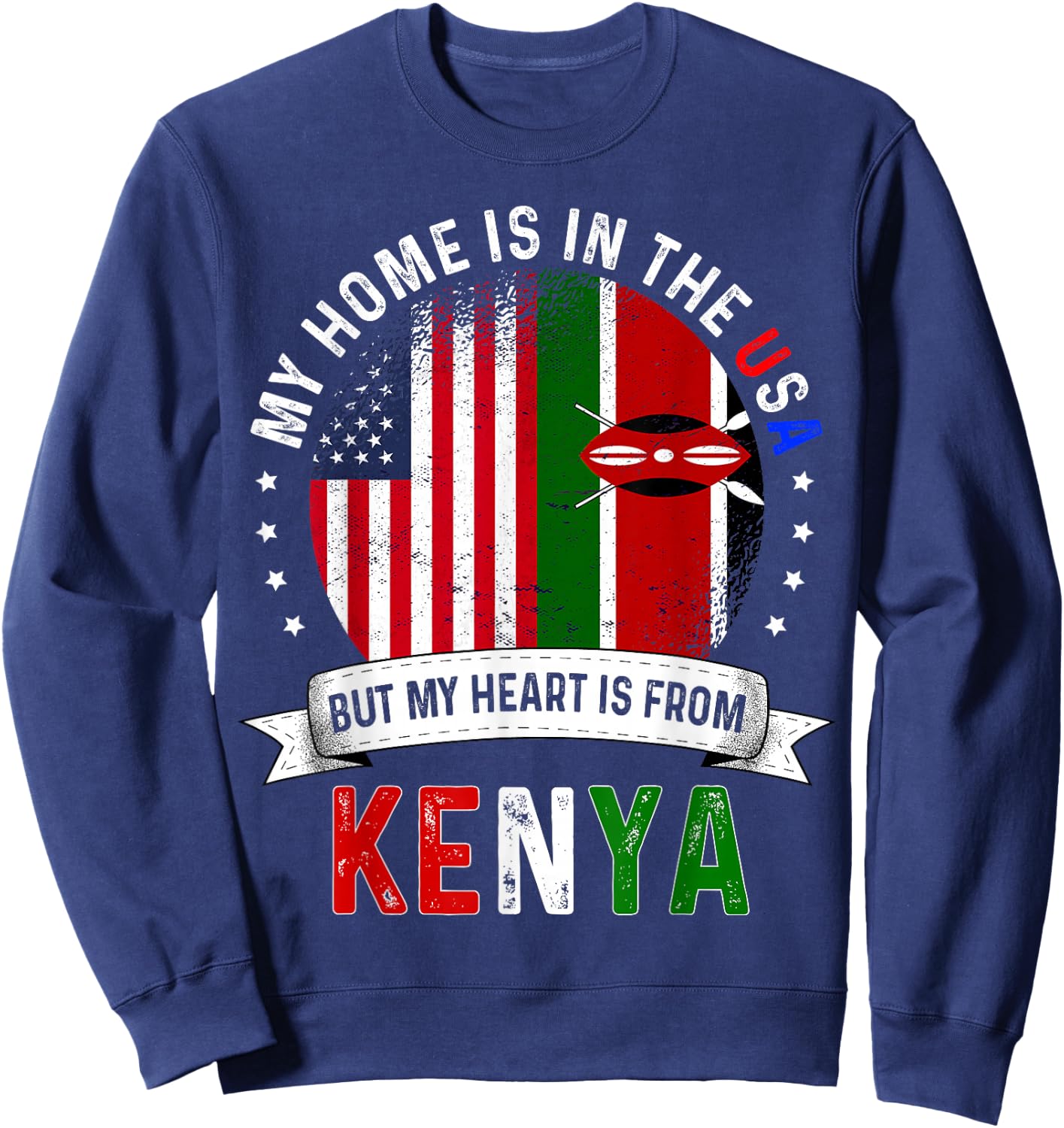 kenyan American Patriot Heart is from kenya Flag Sweatshirt - Sweatshirt | Navy