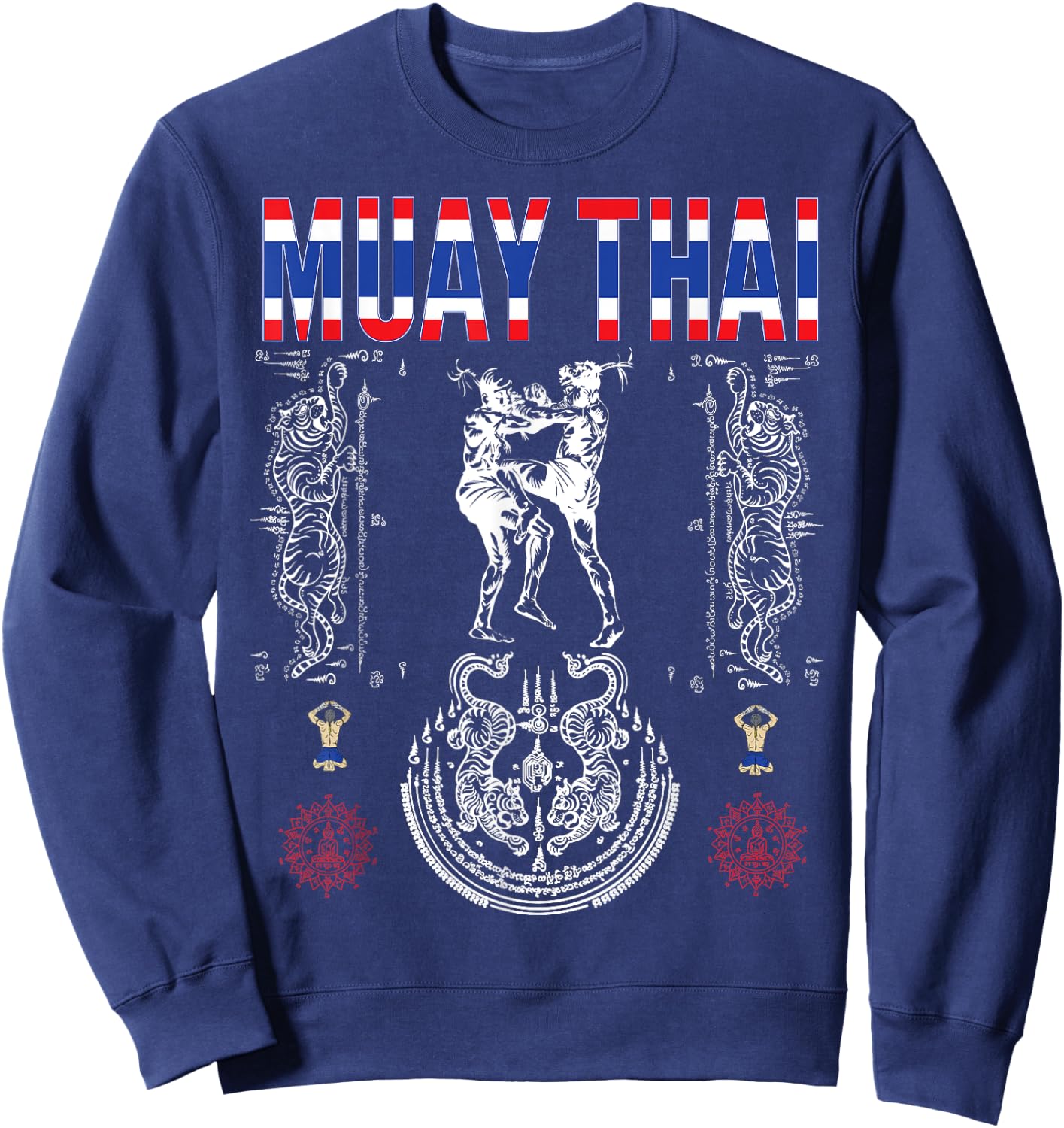 Sawadee thai traditional sak yant thai twin tiger muay thai Sweatshirt - Sweatshirt | Navy