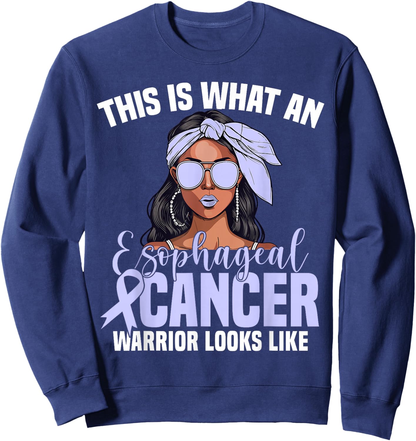 Cancer Warrior Women Fighter Awareness Esophageal Cancer Sweatshirt - Sweatshirt | Navy