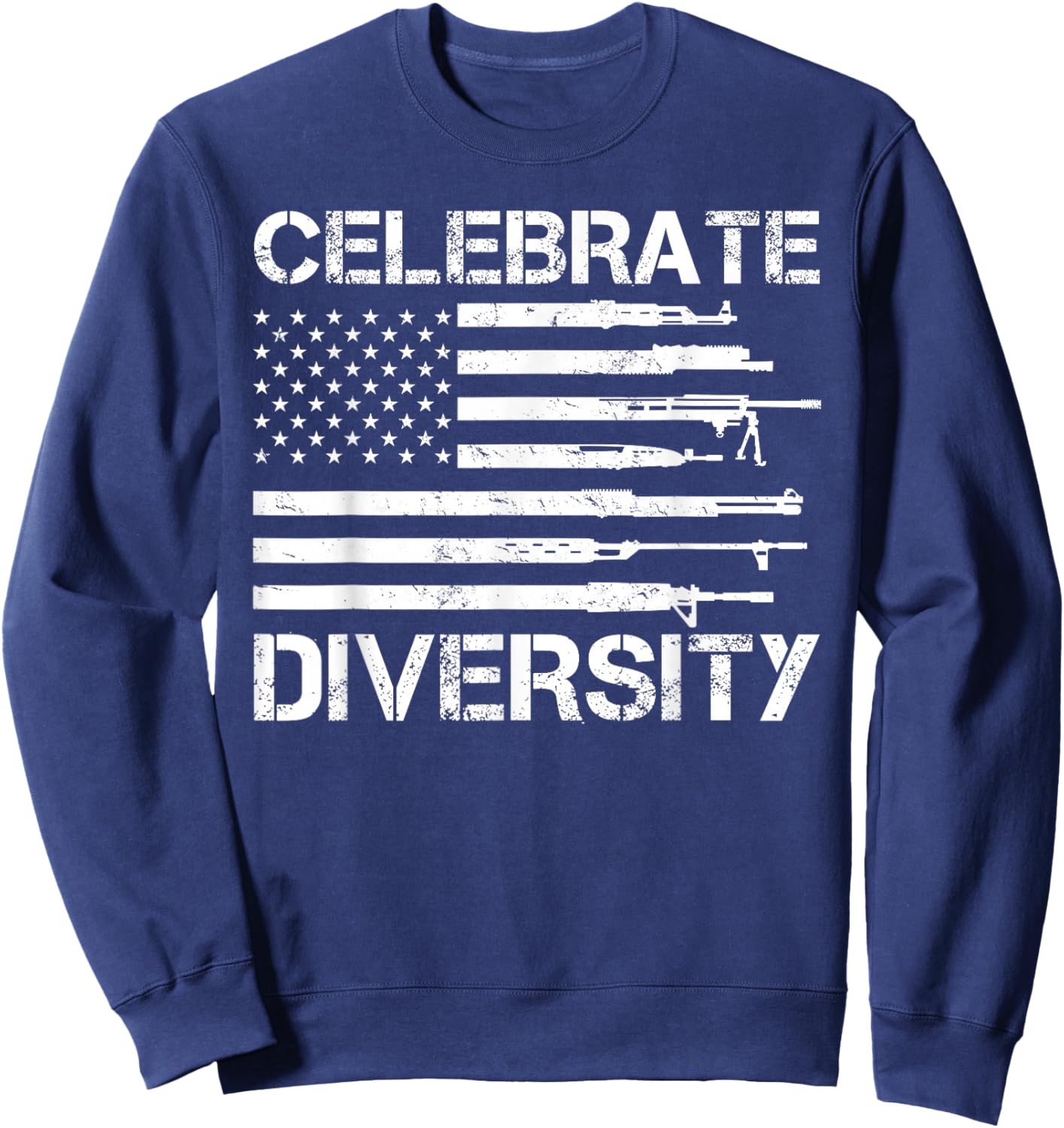 Proud Veteran Gun Owner Bullets American Flag HBL Celebrate Diversity Bullet Gun Rights Gun Lover Soldier Sweatshirt - Sweatshirt | Navy