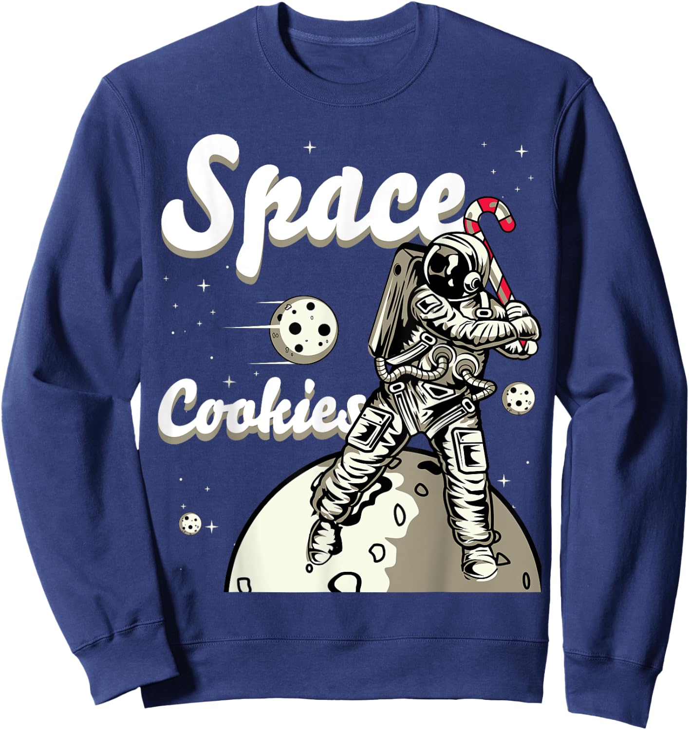 Space Cookies Xmas Weed - Christmas Marijuana Sweatshirt - Sweatshirt | Navy