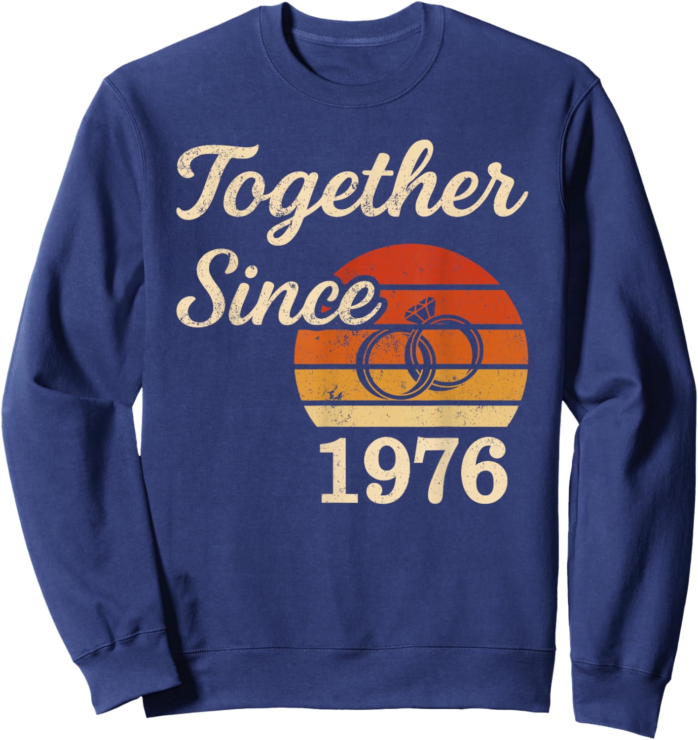 Vintage Sunset Together Since 1976 50th Wedding Anniversary Sweatshirt - Sweatshirt | Navy
