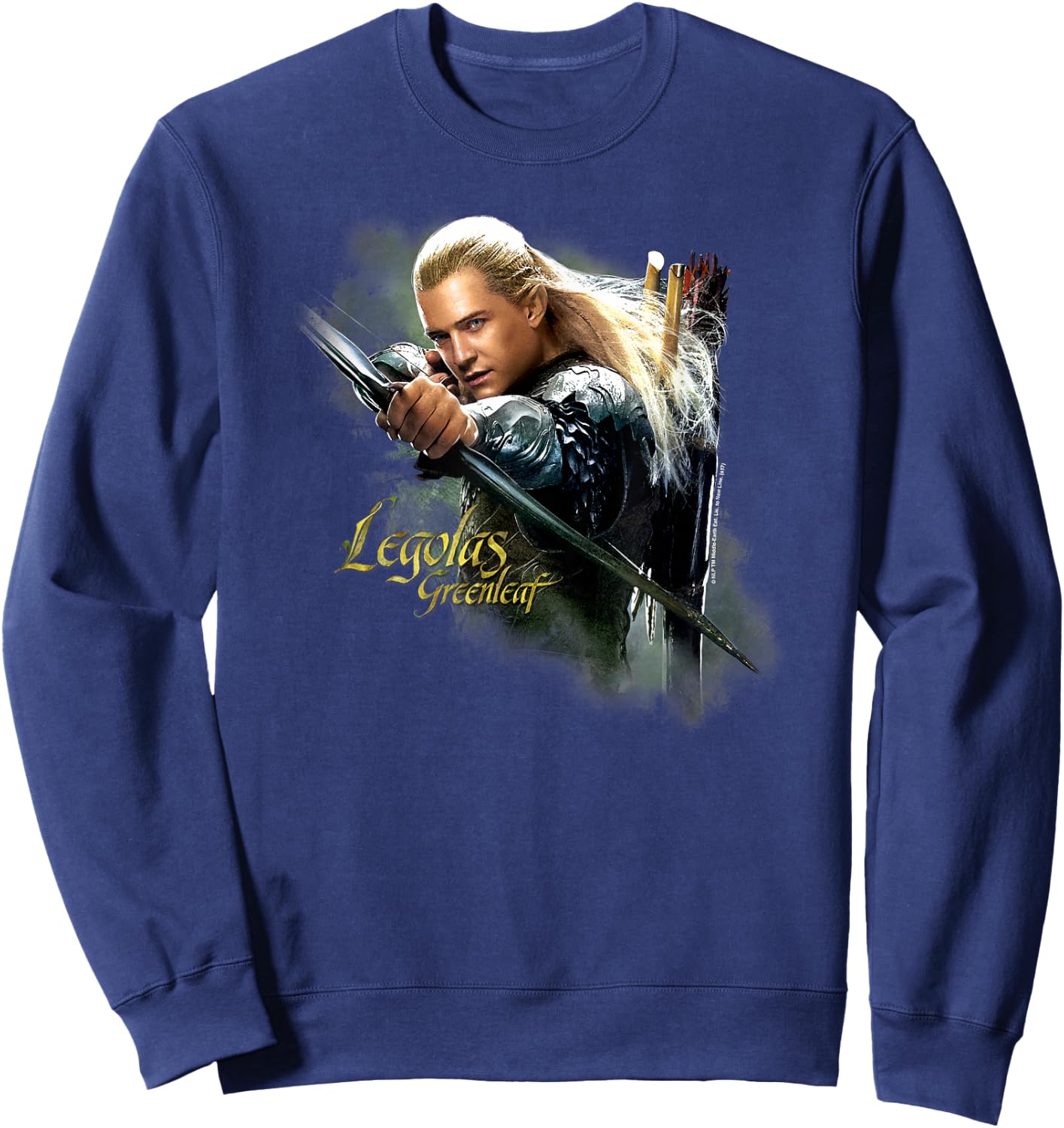 Warner Bros. Hobbit Legolas Greenleaf -Adults & Kids Green Modern Letter Print Sweatshirt - Sweatshirt | Navy