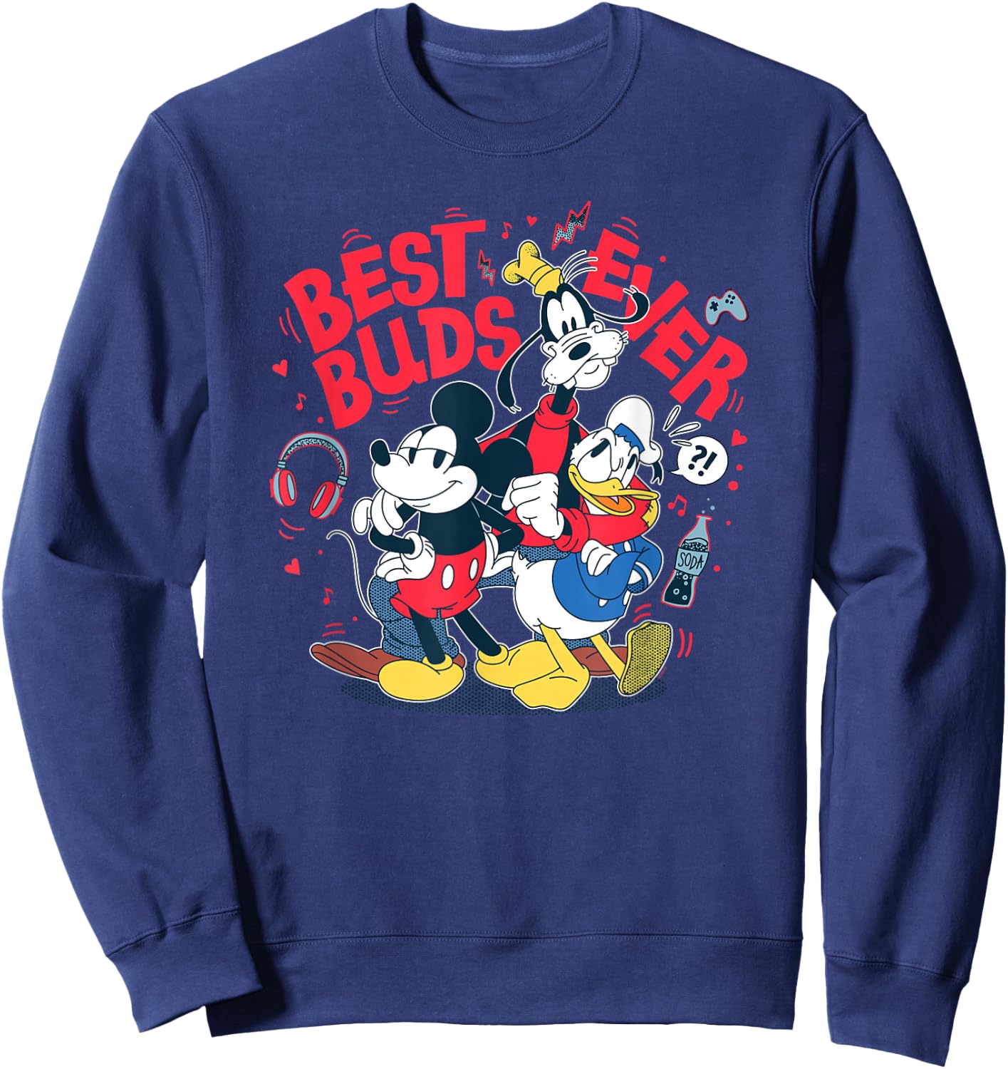Disney Mickey Mouse Donald Duck Goofy Best Buds Ever Friends Sweatshirt - Sweatshirt | Navy
