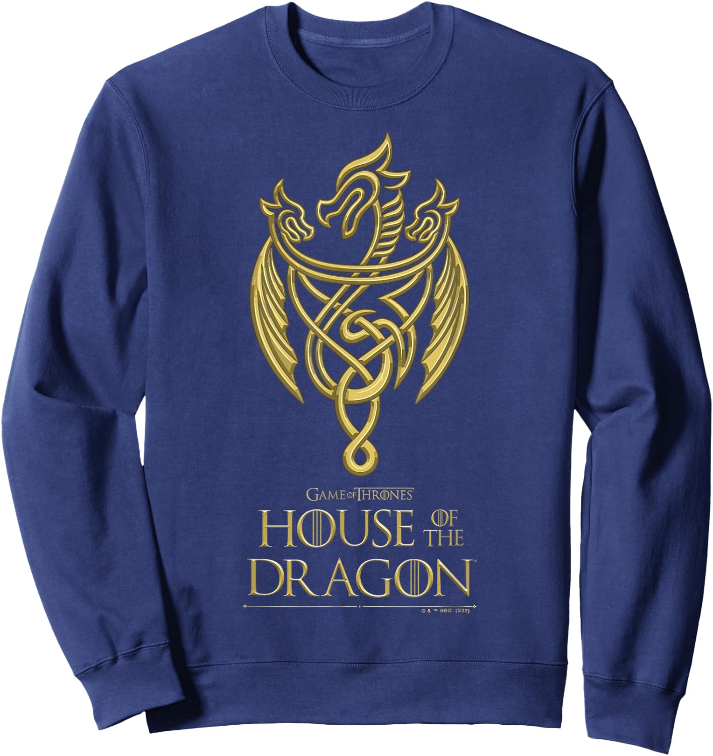 House of the Dragon Gold Dragon Design Sweatshirt - Sweatshirt | Navy