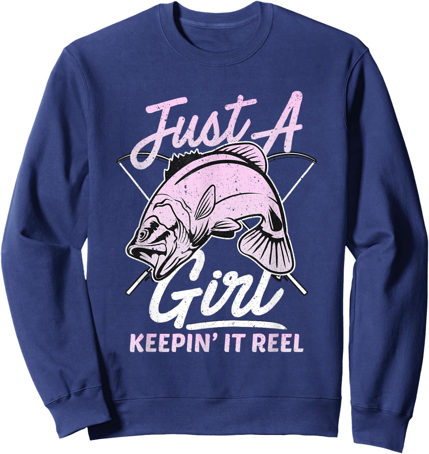 Cute Fishing Funny Keeping it Reel Purple Pink Sweatshirt - Sweatshirt | Navy