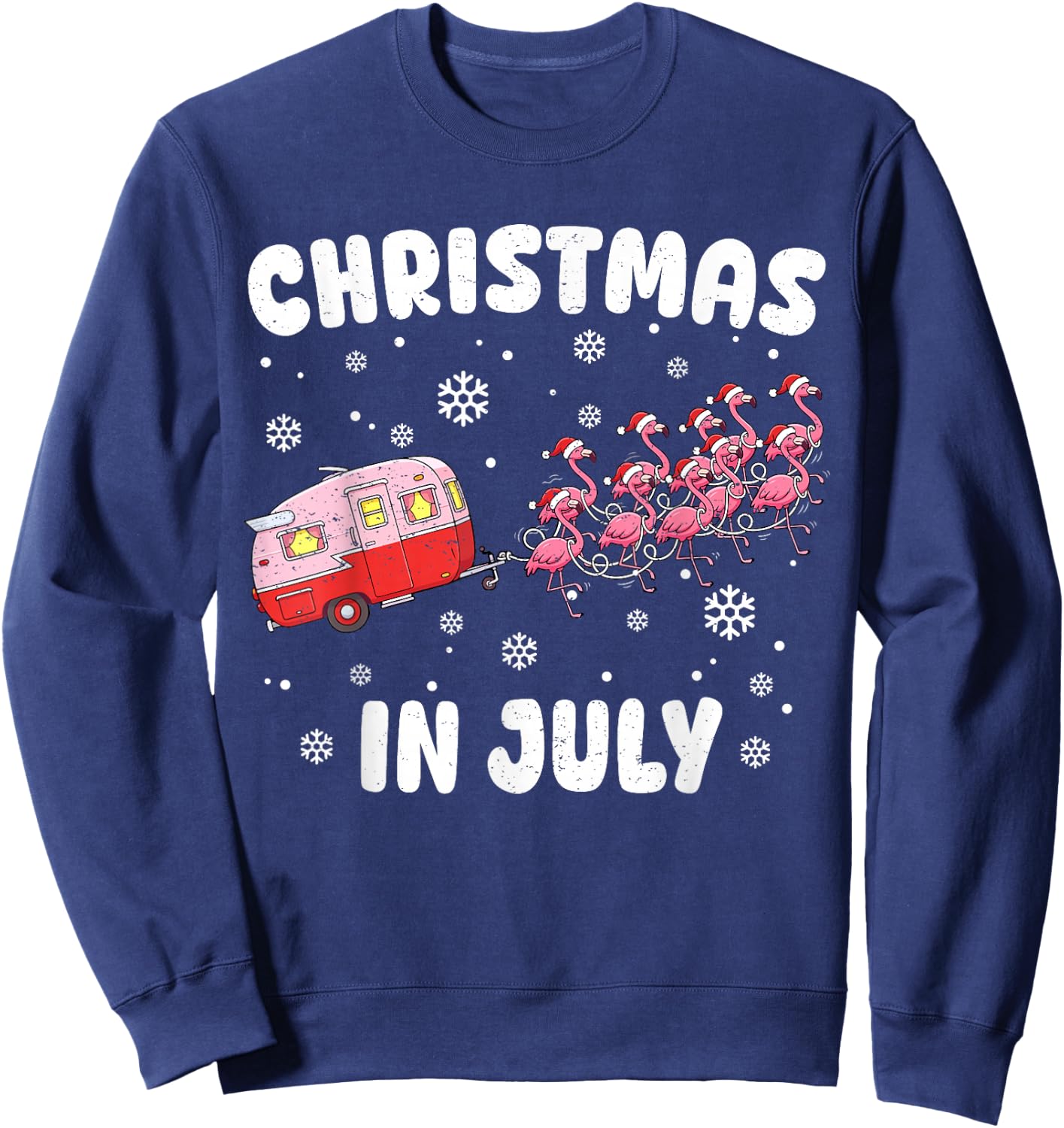 Flamingo Summer Christmas in July Xmas Camper Men Women Kids Sweatshirt - Sweatshirt | Navy