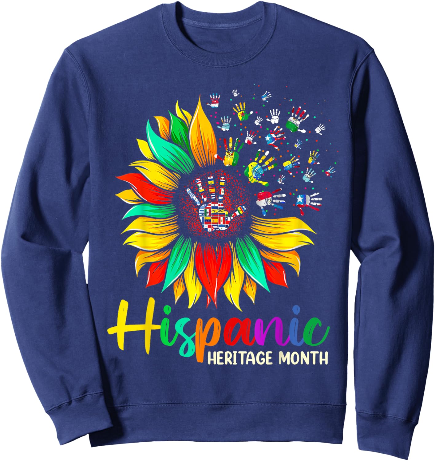National Hispanic Heritage Month Sunflower All Countries Sweatshirt - Sweatshirt | Navy