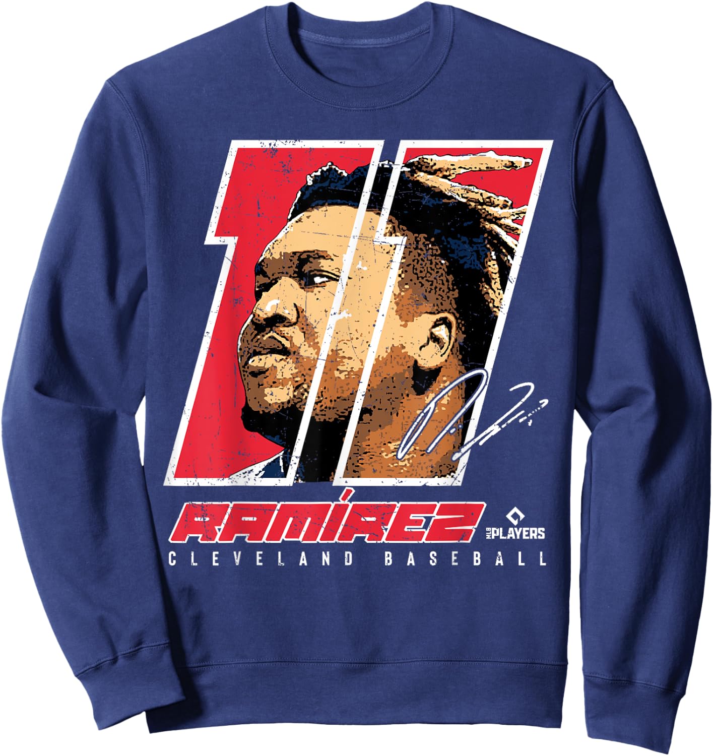 Jose Ramirez - Silhouette Enriquito Cleveland MLBPA Sweatshirt - Sweatshirt | Navy
