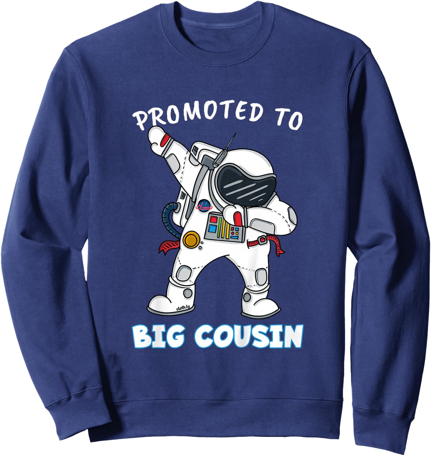 Kids Promoted to Big Cousin Boy Dabbing Astronaut Sweatshirt - Sweatshirt | Navy