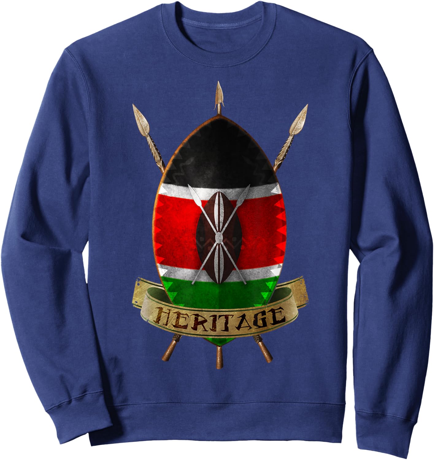 Kenya Flag Shirt Kenyan Shield Design Sweatshirt - Sweatshirt | Navy