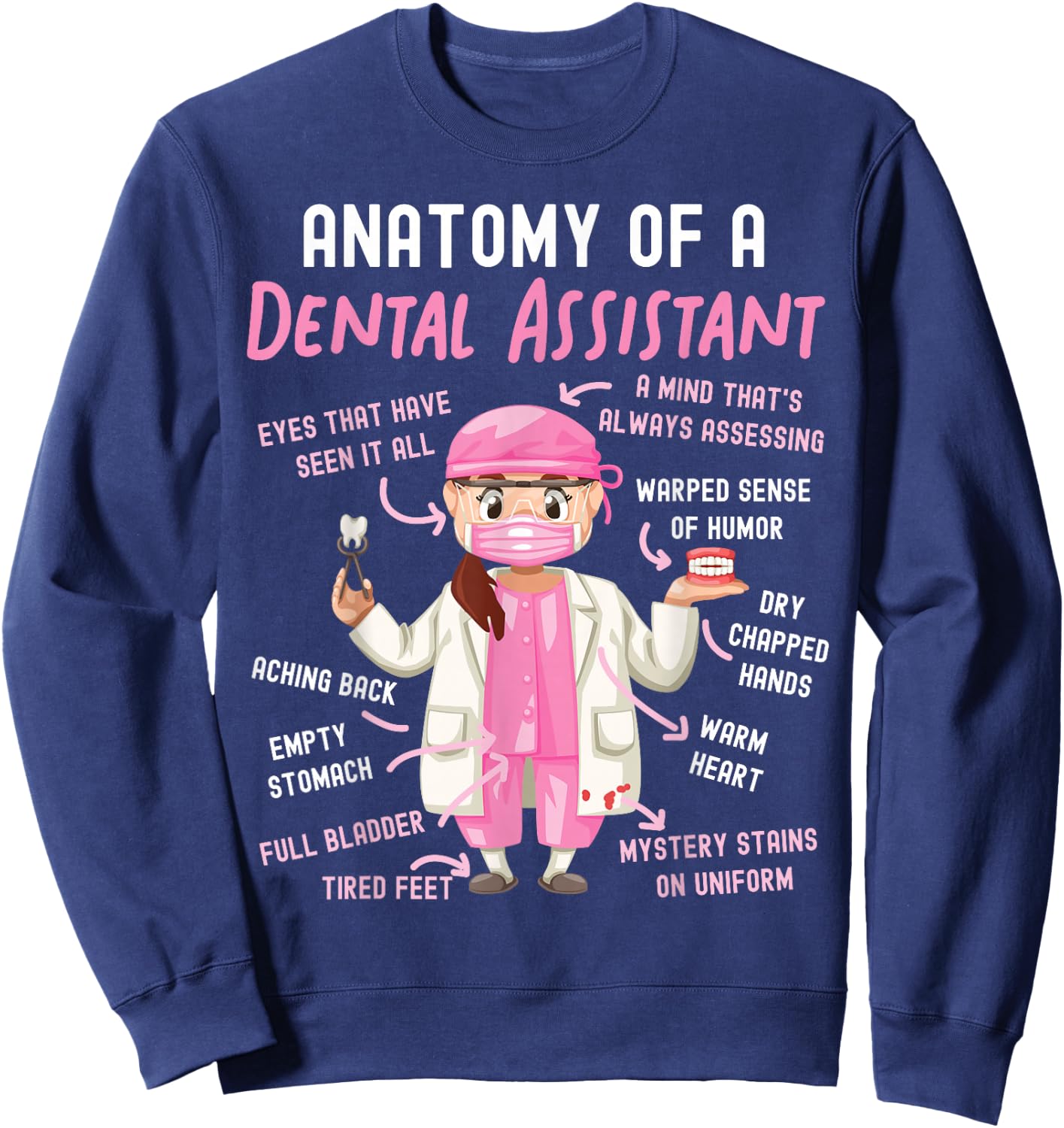 Dental Assistant Anatomy Sweatshirt - Sweatshirt | Navy