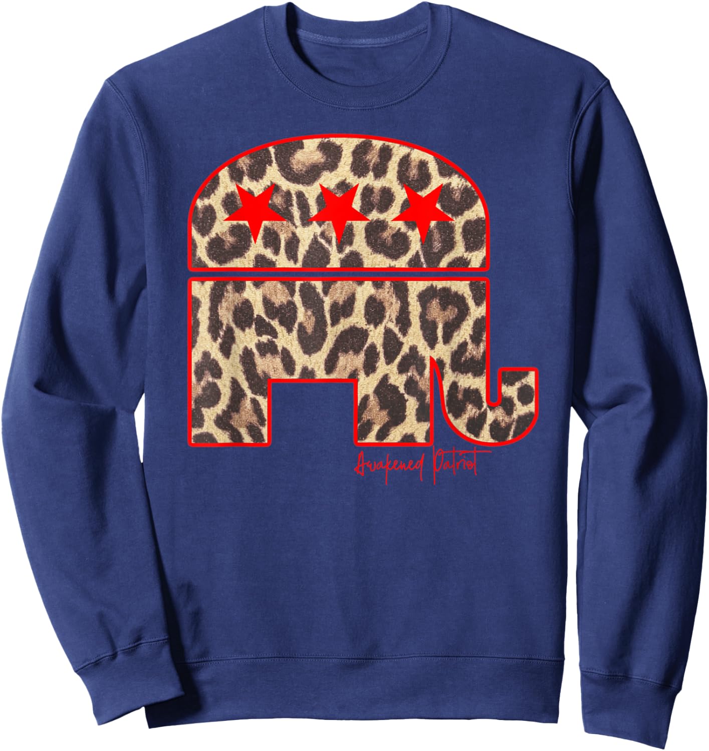 Cute Republican Elephant Leopard Print Conservative Patriot Sweatshirt - Sweatshirt | Navy
