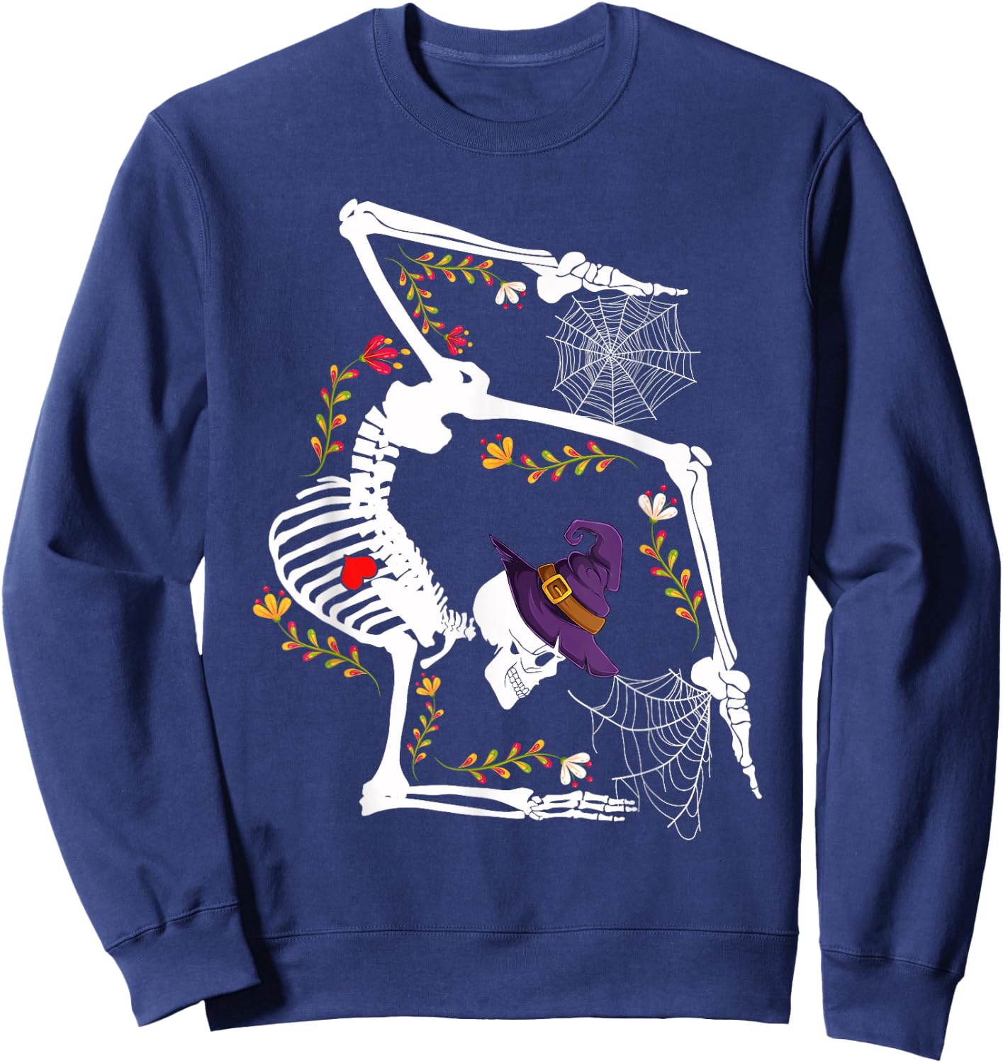 Skeleton Gymnast Lazy Halloween Costume Funny Gymnastics Sweatshirt - Sweatshirt | Navy