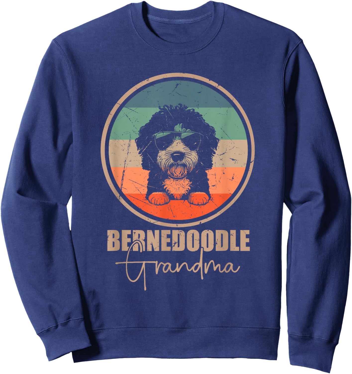 Vintage Bernedoodle Grandma Dog Owner Women Mothers Day Mom Sweatshirt - Sweatshirt | Navy