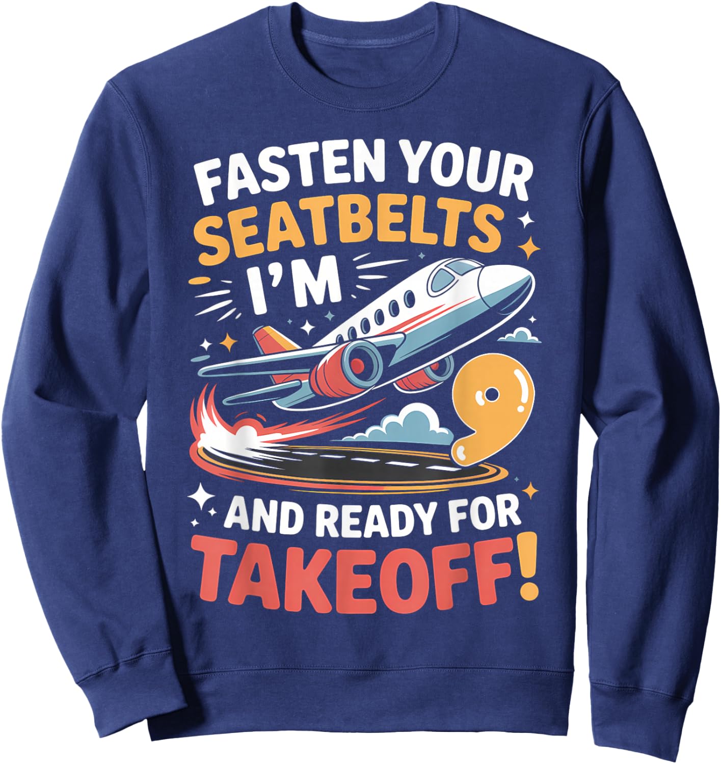 9th Birthday Airplane Take Off Boys Kids 9 Bday Funny Plane Sweatshirt - Sweatshirt | Navy