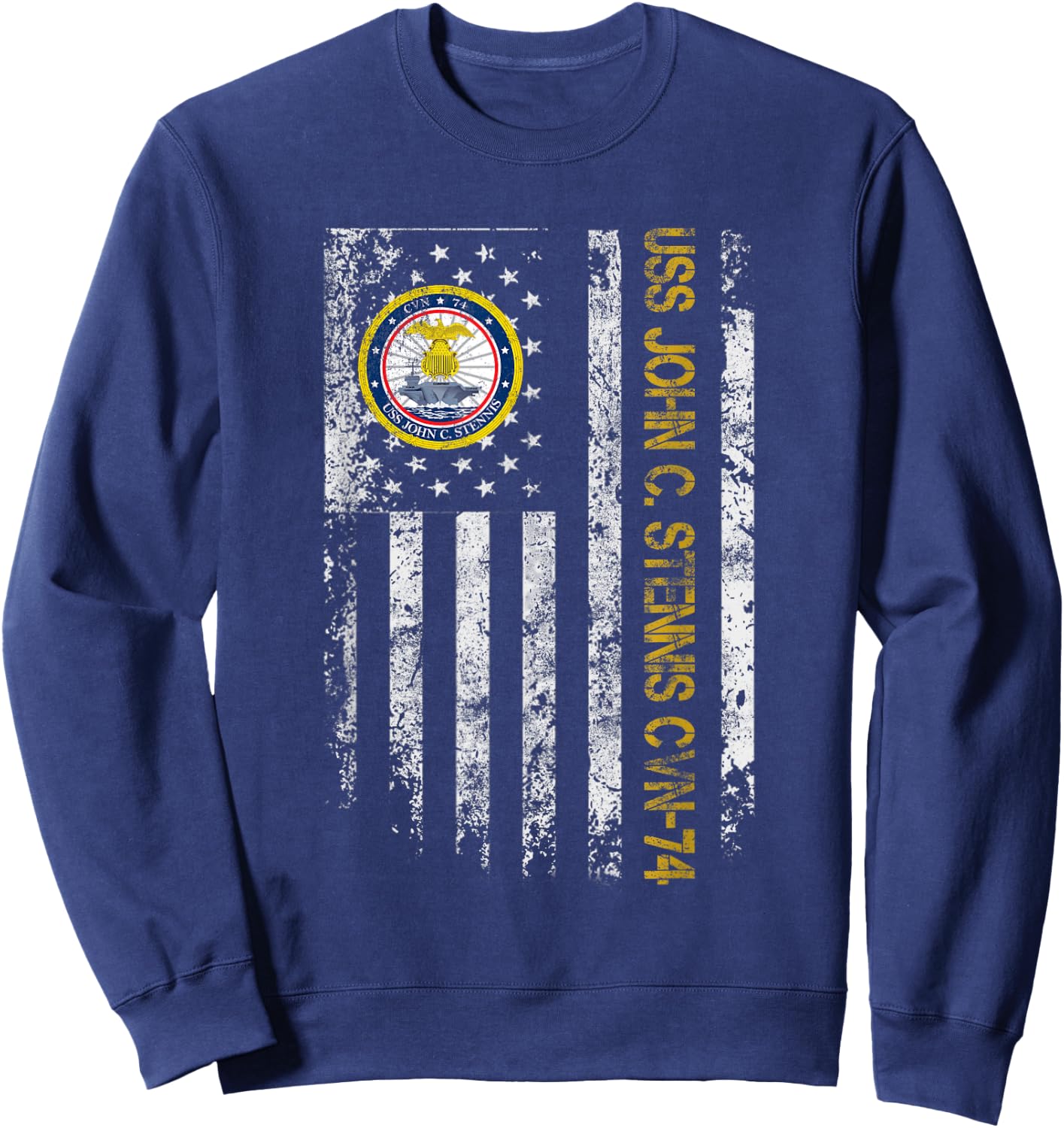 USS John C. Stennis CVN-74 Aircraft Carrier Veteran Flag Sweatshirt - Sweatshirt | Navy