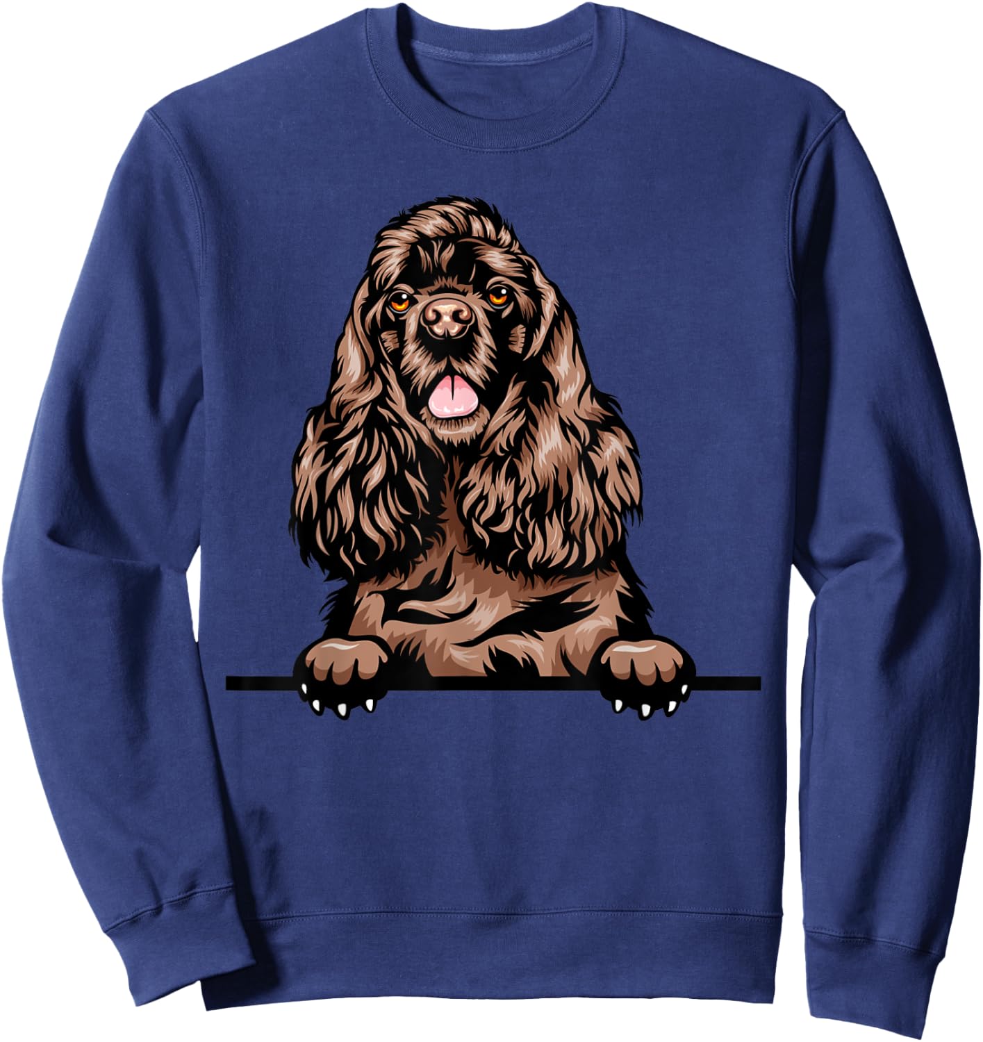 Peeking Chocolate Cocker Spaniel Dog Sweatshirt - Sweatshirt | Navy