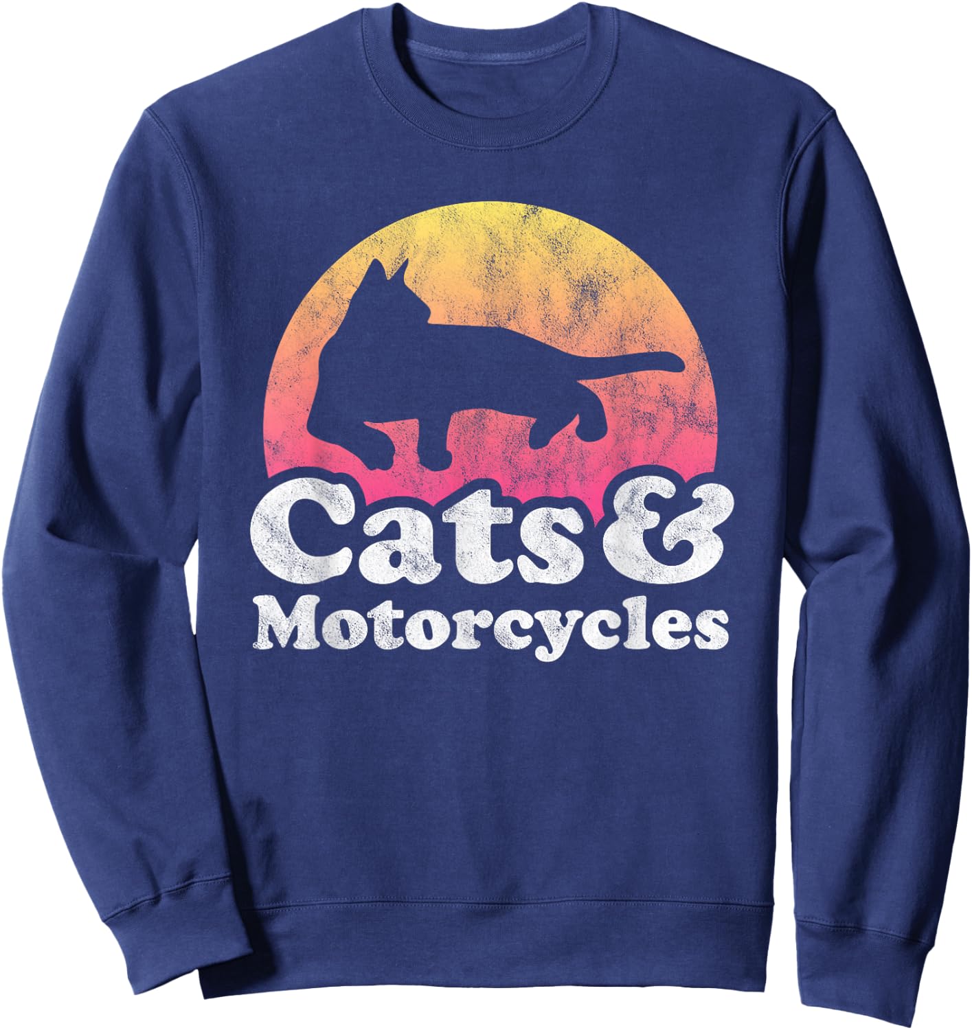 Cats and Motorcycles Men's or Women's Cat and Motorcycle Sweatshirt - Sweatshirt | Navy