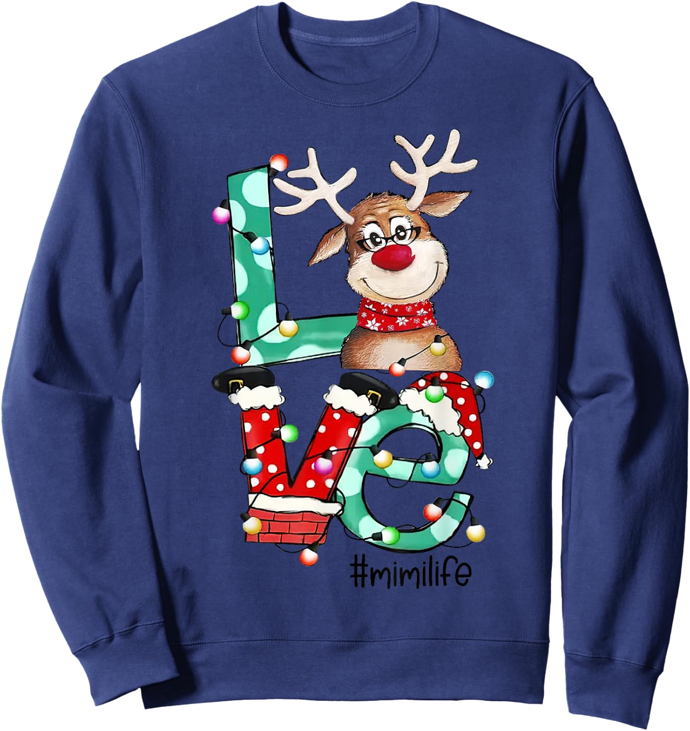 Mimi Life Reindeer Grandma Christmas Xmas Holiday Women Sweatshirt - Sweatshirt | Navy