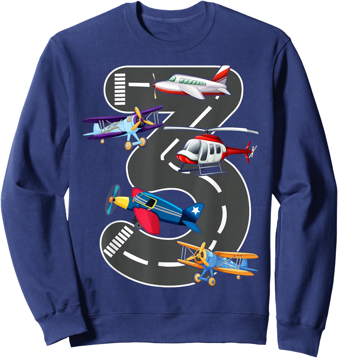 Little Pilot 3rd Birthday Party 3 Three Years Old Airplane Sweatshirt - Sweatshirt | Navy