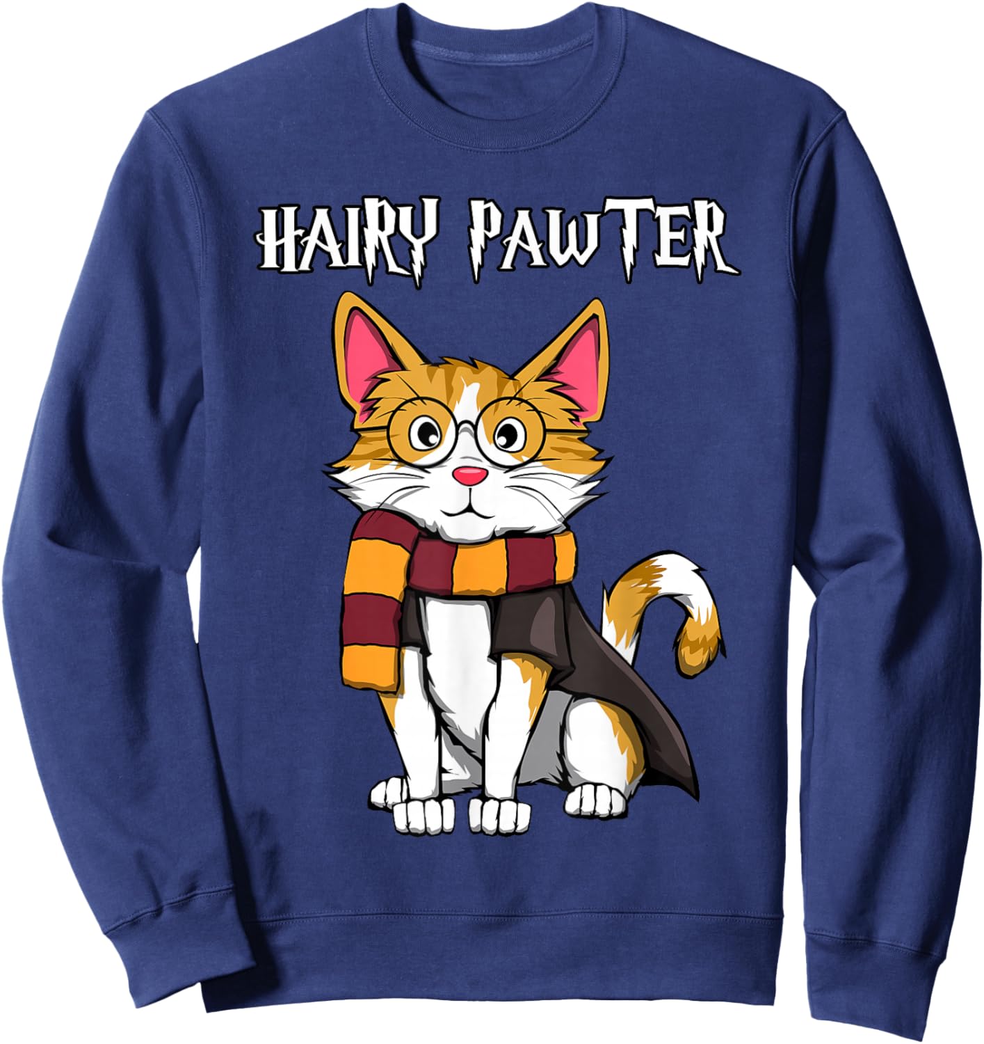 Magic Cat with Glasses, Funny Pawter Funny Sweatshirt - Sweatshirt | Navy