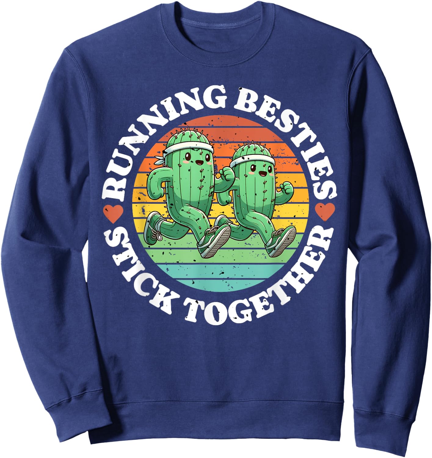 Running Besties Stick Together Cactus Matching Running Buddy Sweatshirt - Sweatshirt | Navy